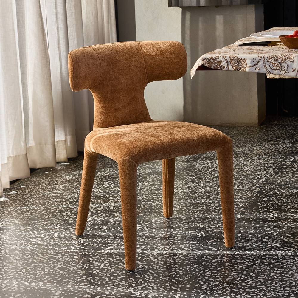 Driftwood Fabric Dining Chair in Camel Colour - Living Shape