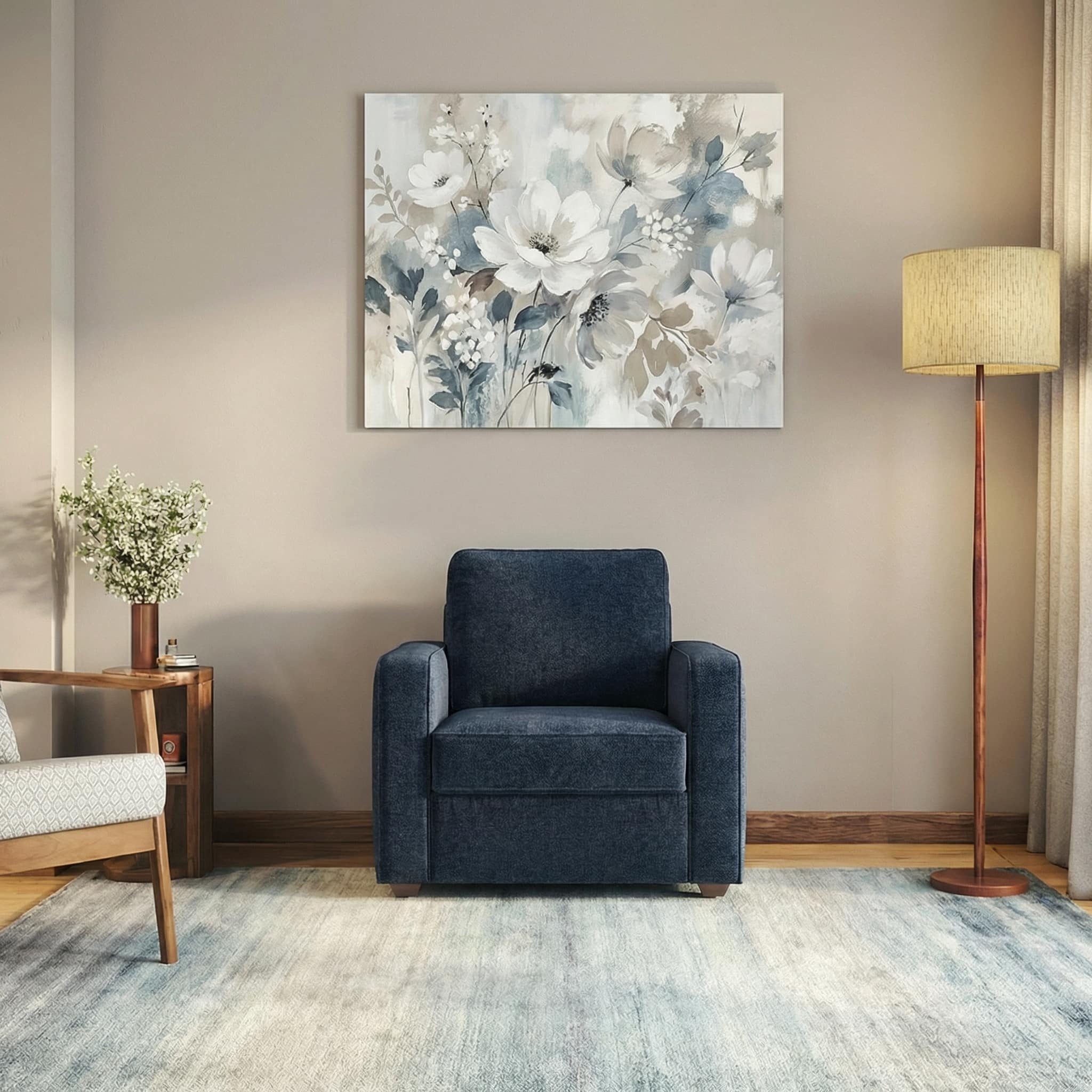Apollo Compact 1 Seater Fabric Sofa in Cobalt Colour - Urban Ladder