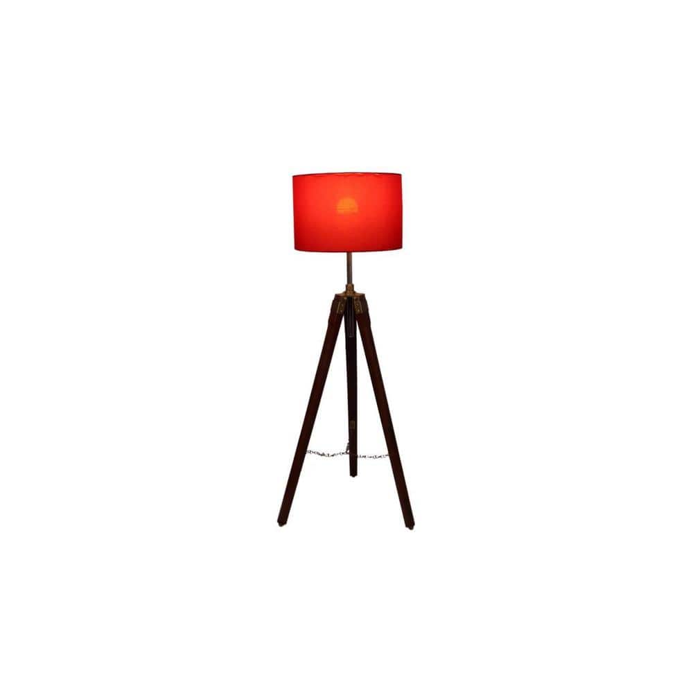April Red Cotton Floor Lamp with Metal