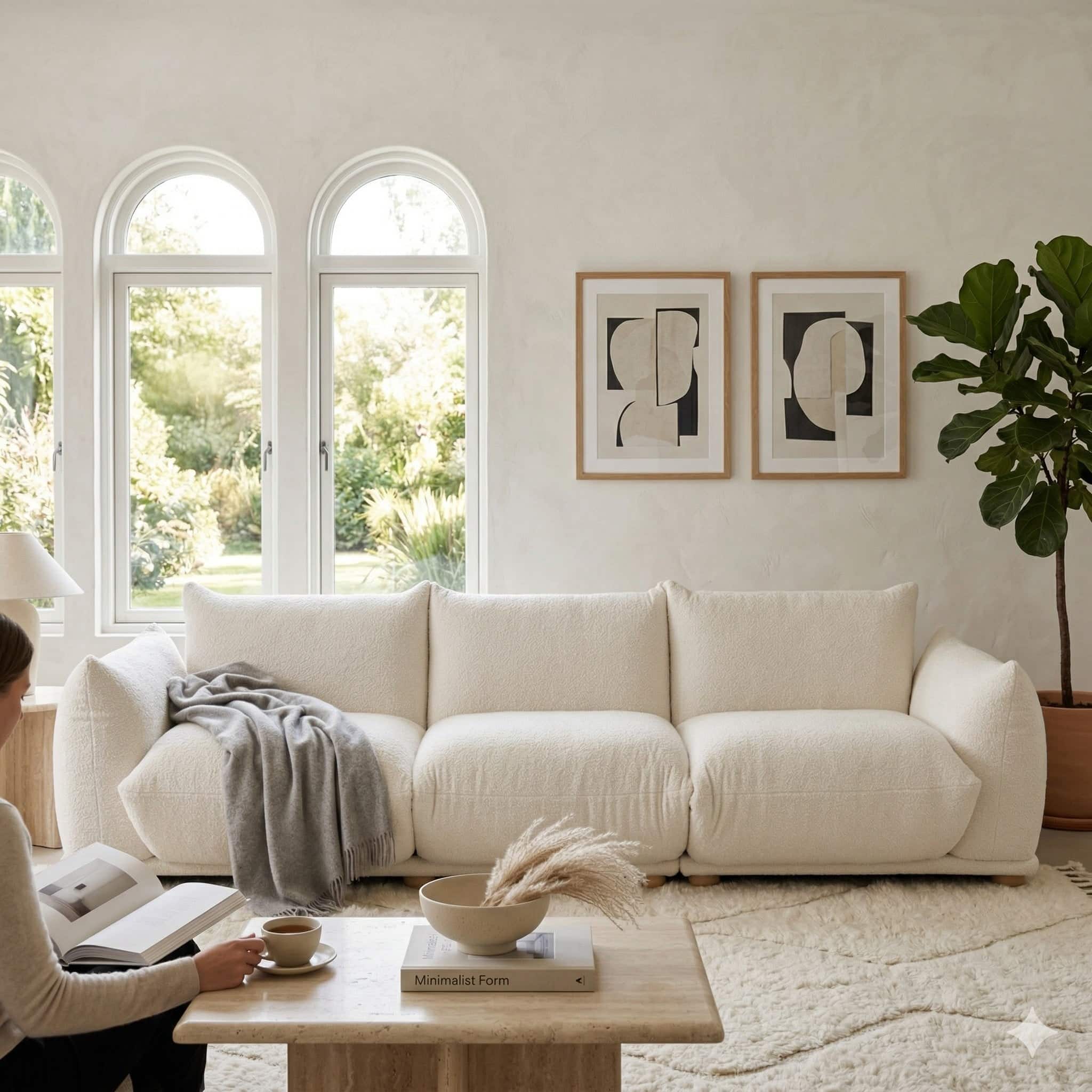 Scandinavian Clio Three Seater Sofa Natural Wood Finish - Nestnordic
