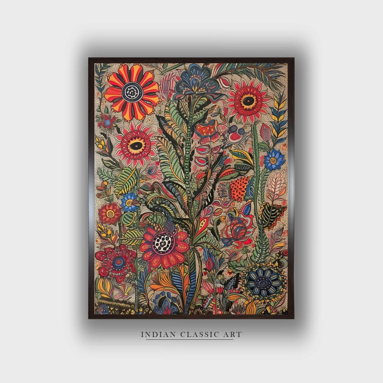 Madhubani Canvas Wall Prints Canvas Wall Prints Set of 1 Multicolor Matte