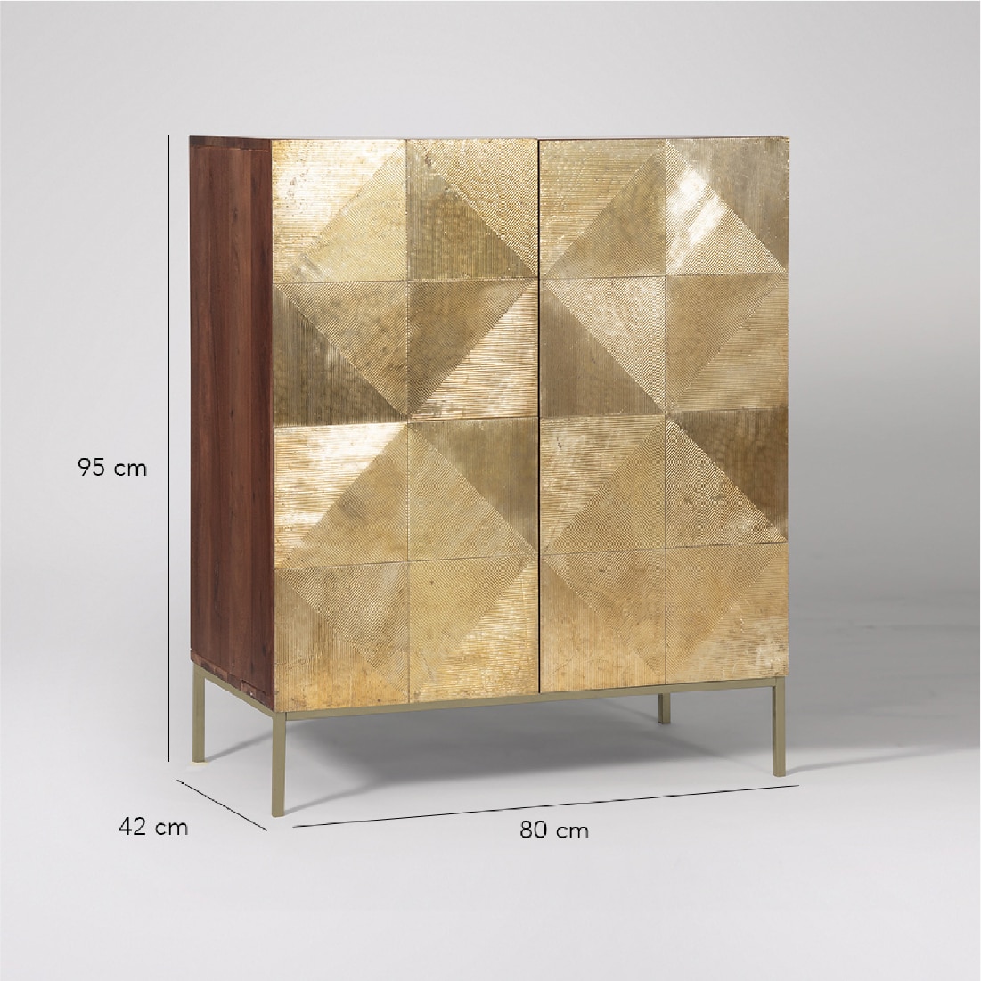 Nazca Solid Wood Cabinet in Gold Finish - Orange Tree