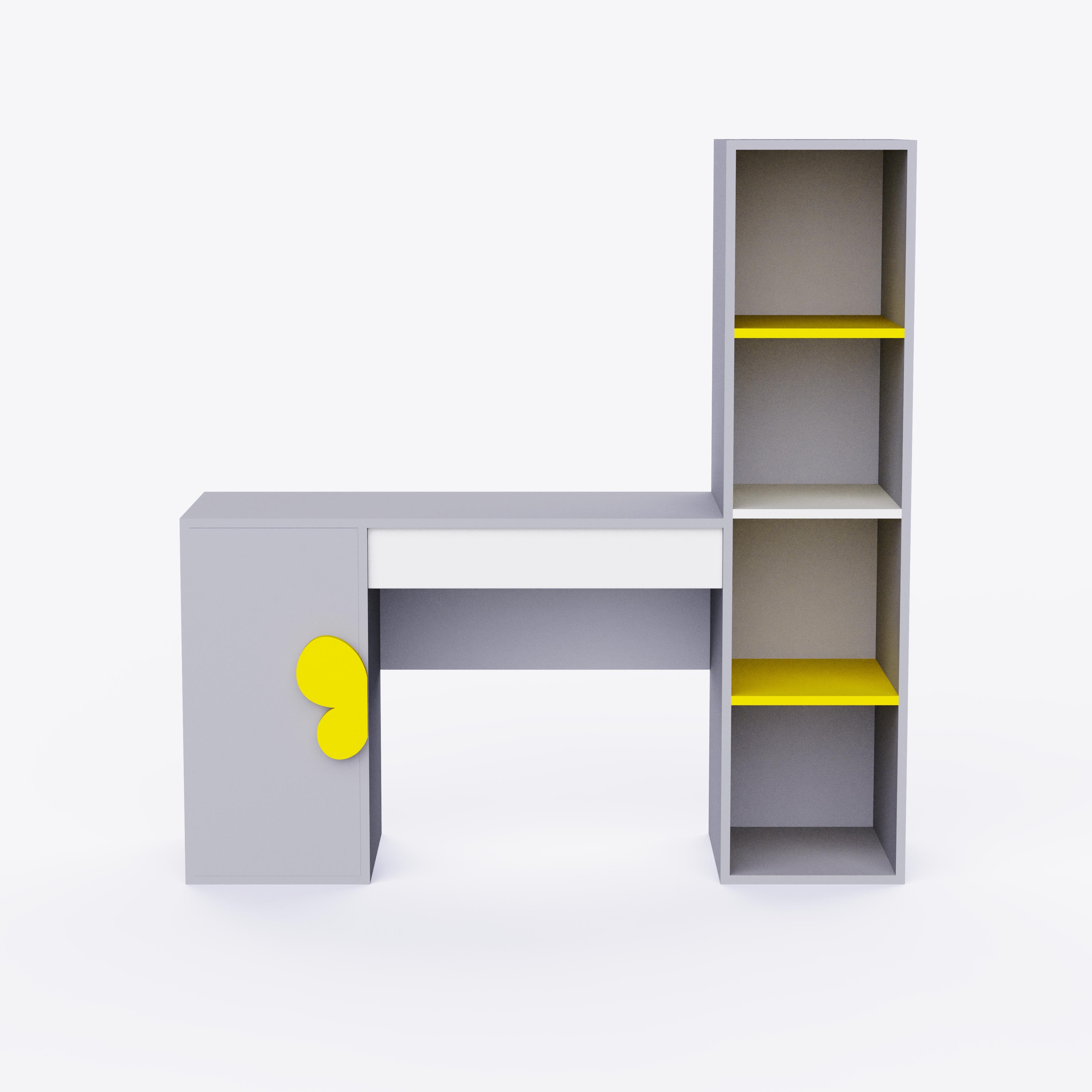 Joy Ride Study Table In Silver Gray Colour