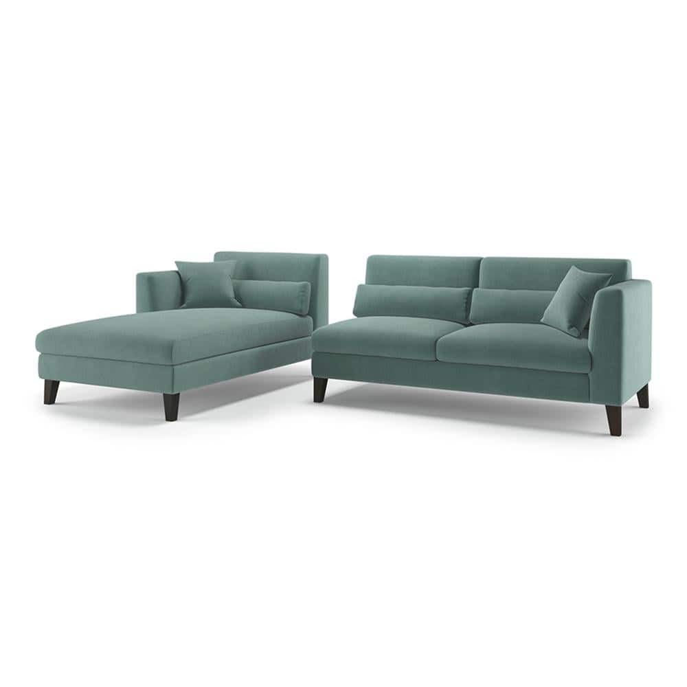 Lewis Sectional Sofa (Colour : Dusty Turquoise Velvet, Cushion : Hard, Seater : Left Aligned 3 Seater + Left Aligned Chaise)