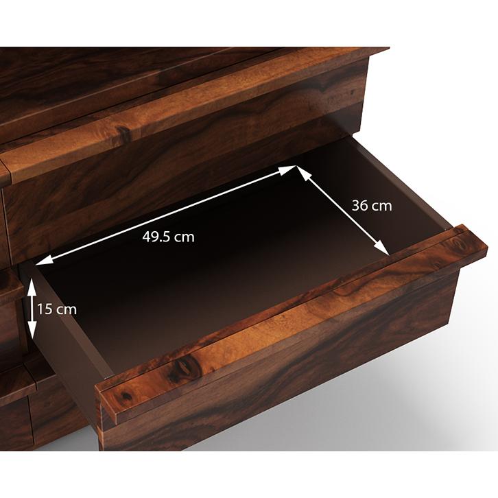 Ohio Solid Wood Chest of 6 Drawers in Teak Finish