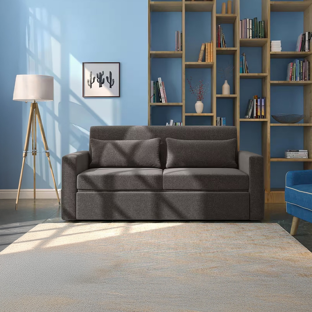 Camden Compact 3 Seater Pull Out Sofa cum Bed In Smoke Grey Colour