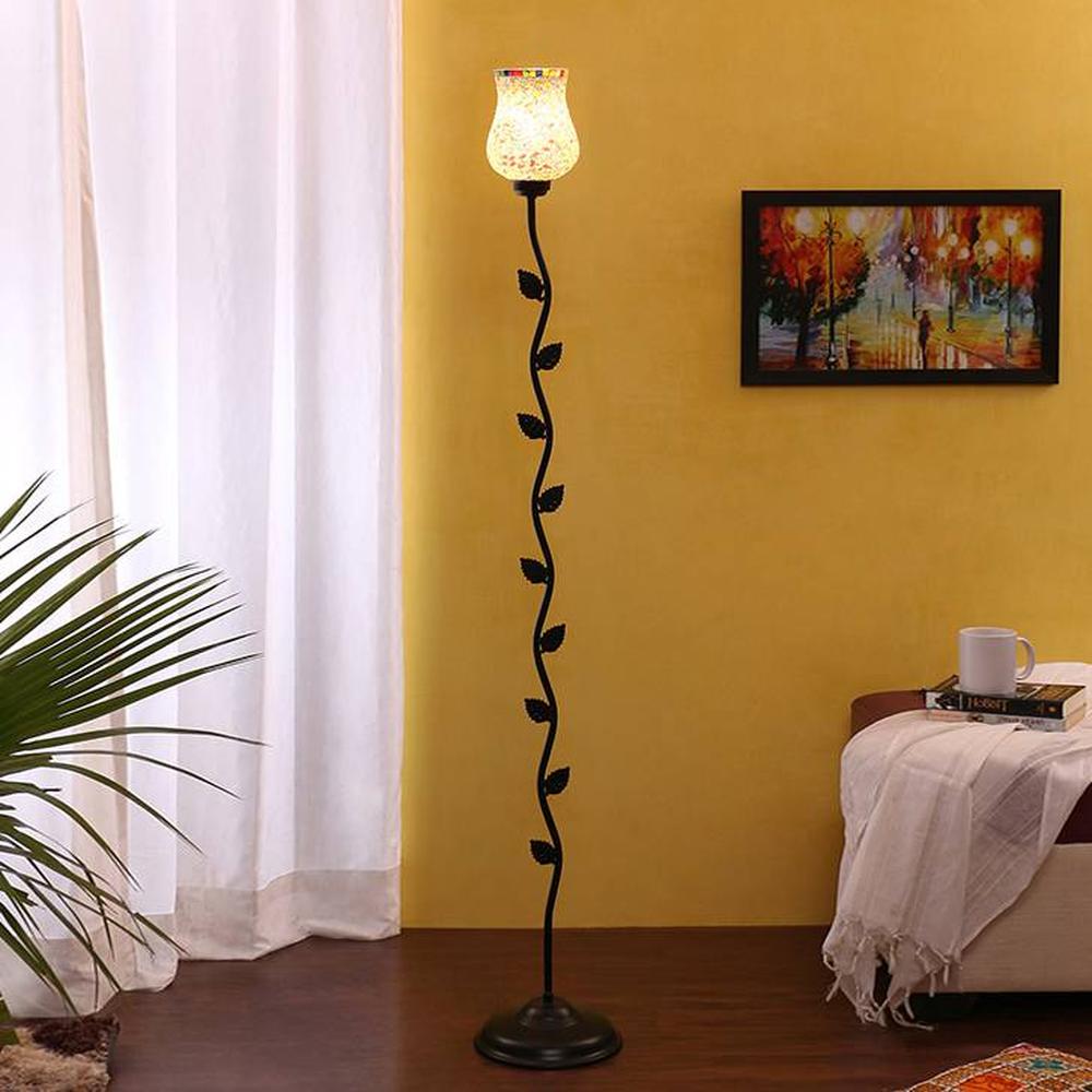 Thomas Black Glass Shade Floor Lamp