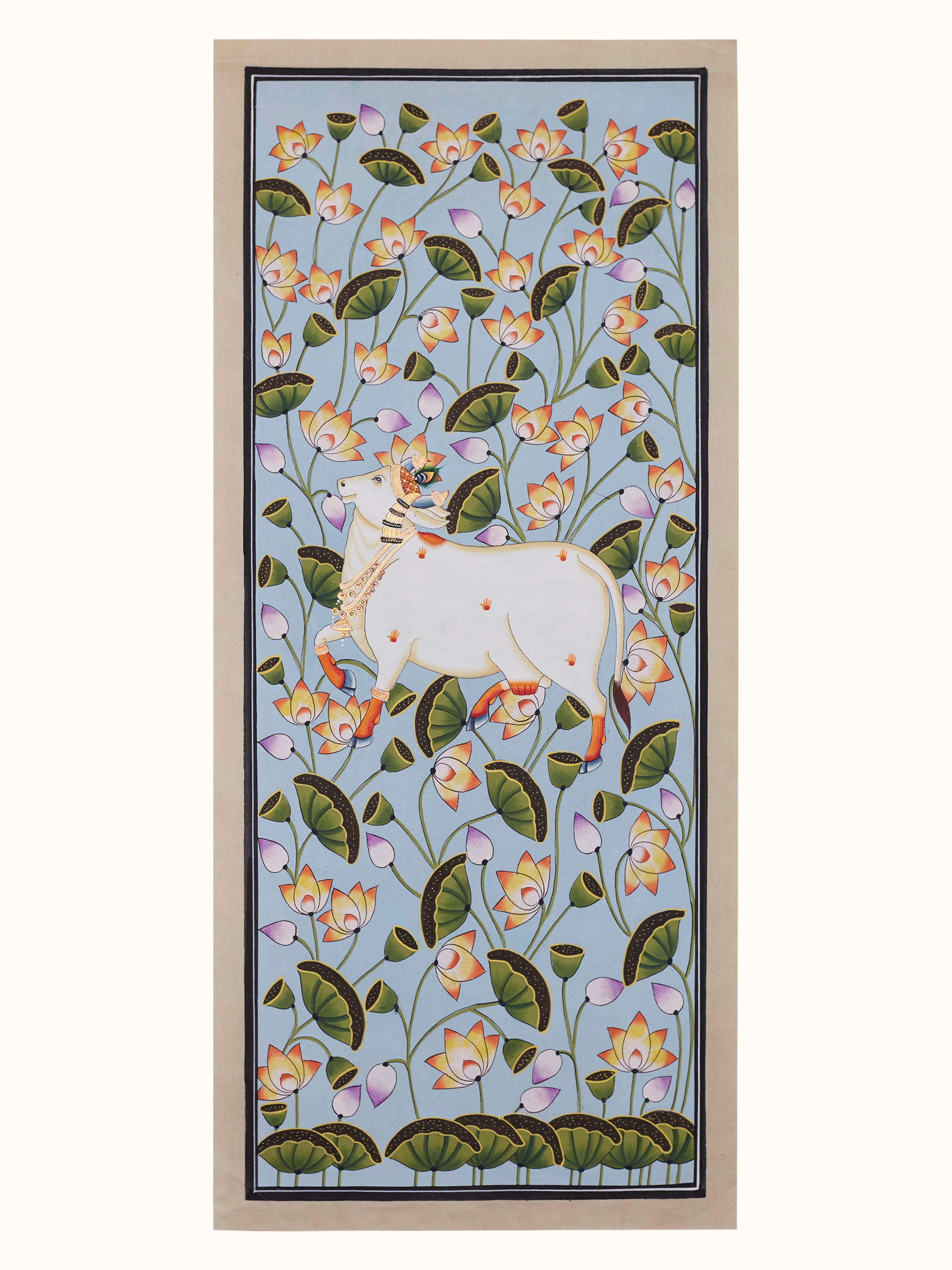 Kamal Talai Cow Pichwai Painting