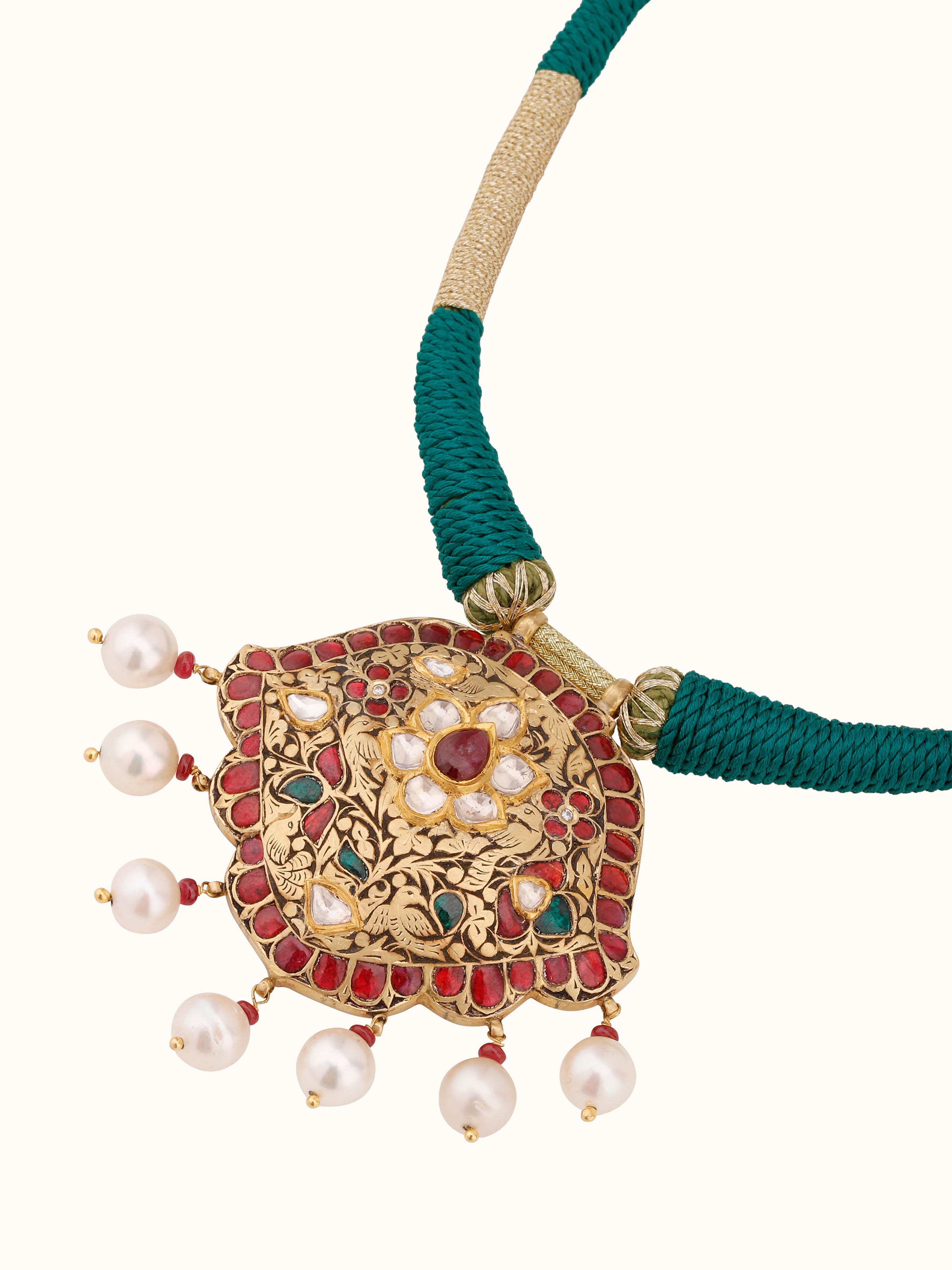 Overhead view of Partash 18 Karat Gold Collar Necklace