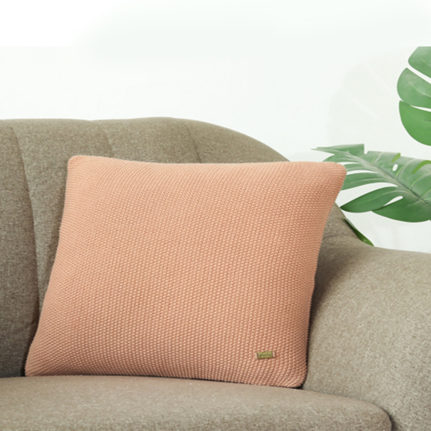 Mini Moss Knit Dusty Coral Cushion Cover  16X16 Inches - Pluchi