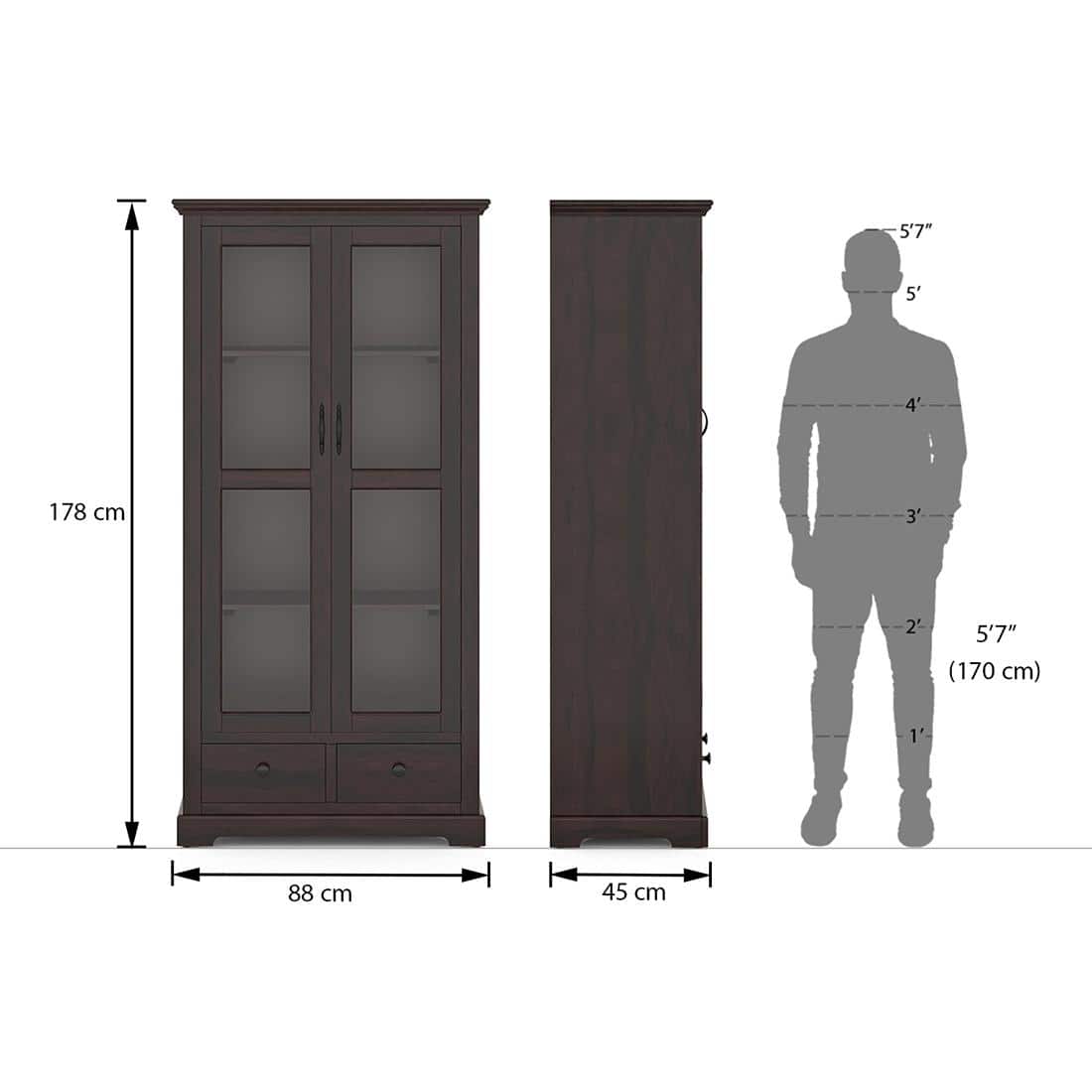 Alexandra Solid Wood Bookshelf In Mahogany Finish
