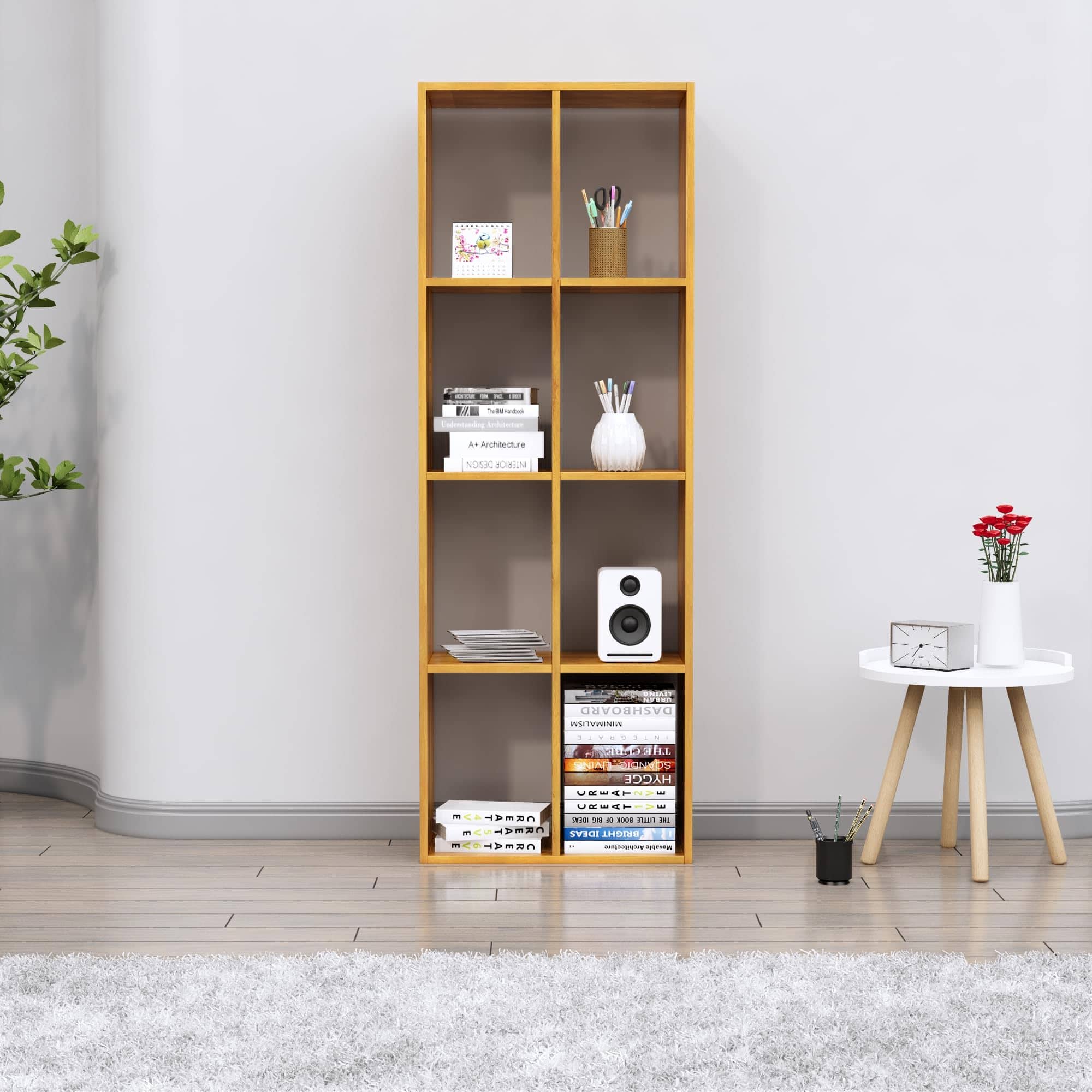 Hexa Engineered Wood Bookshelf Multipurpose Storage Rack in Giant Wood Colour - HexaRed