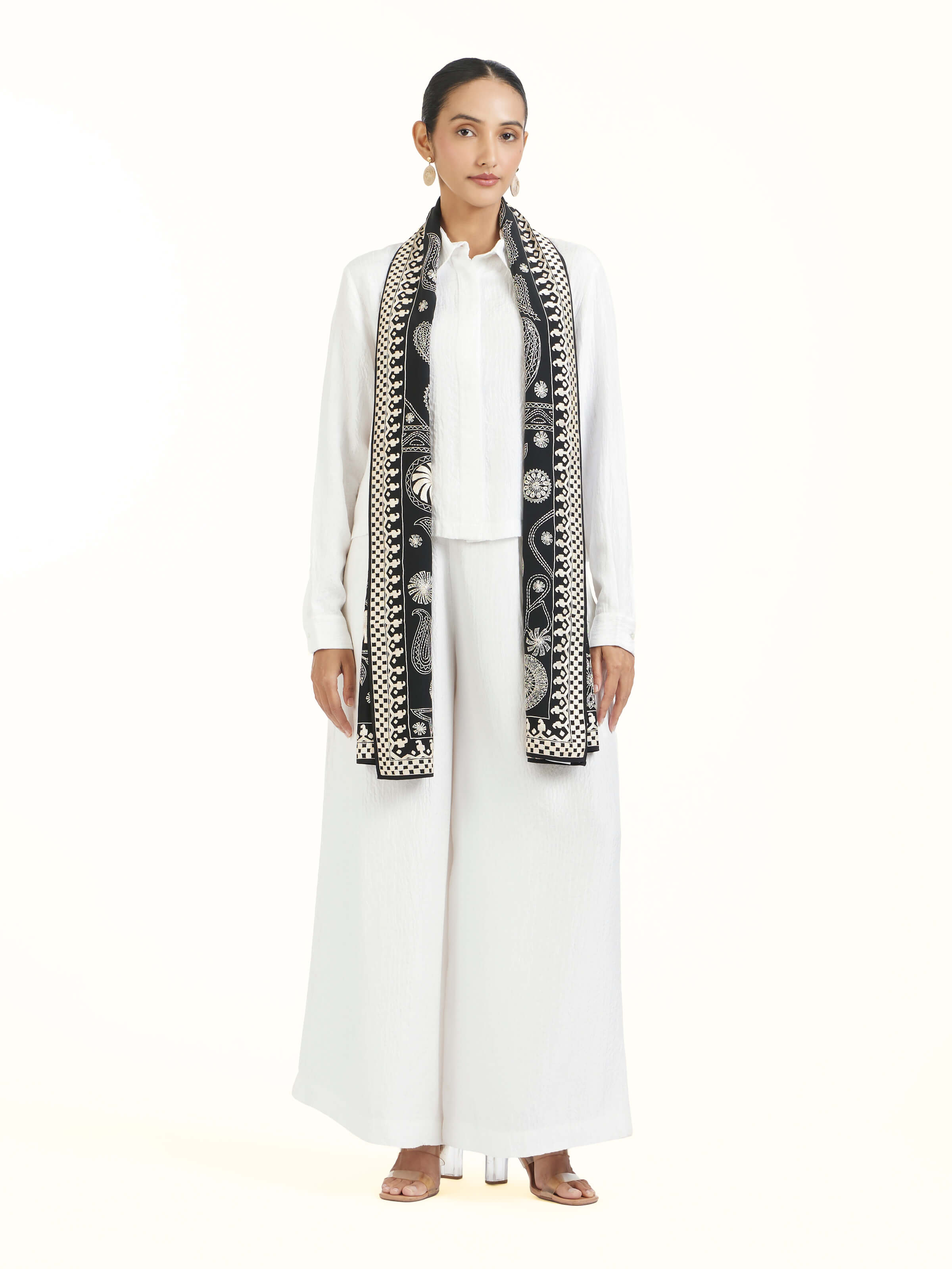 Black Aari Hand Embroidered Stole