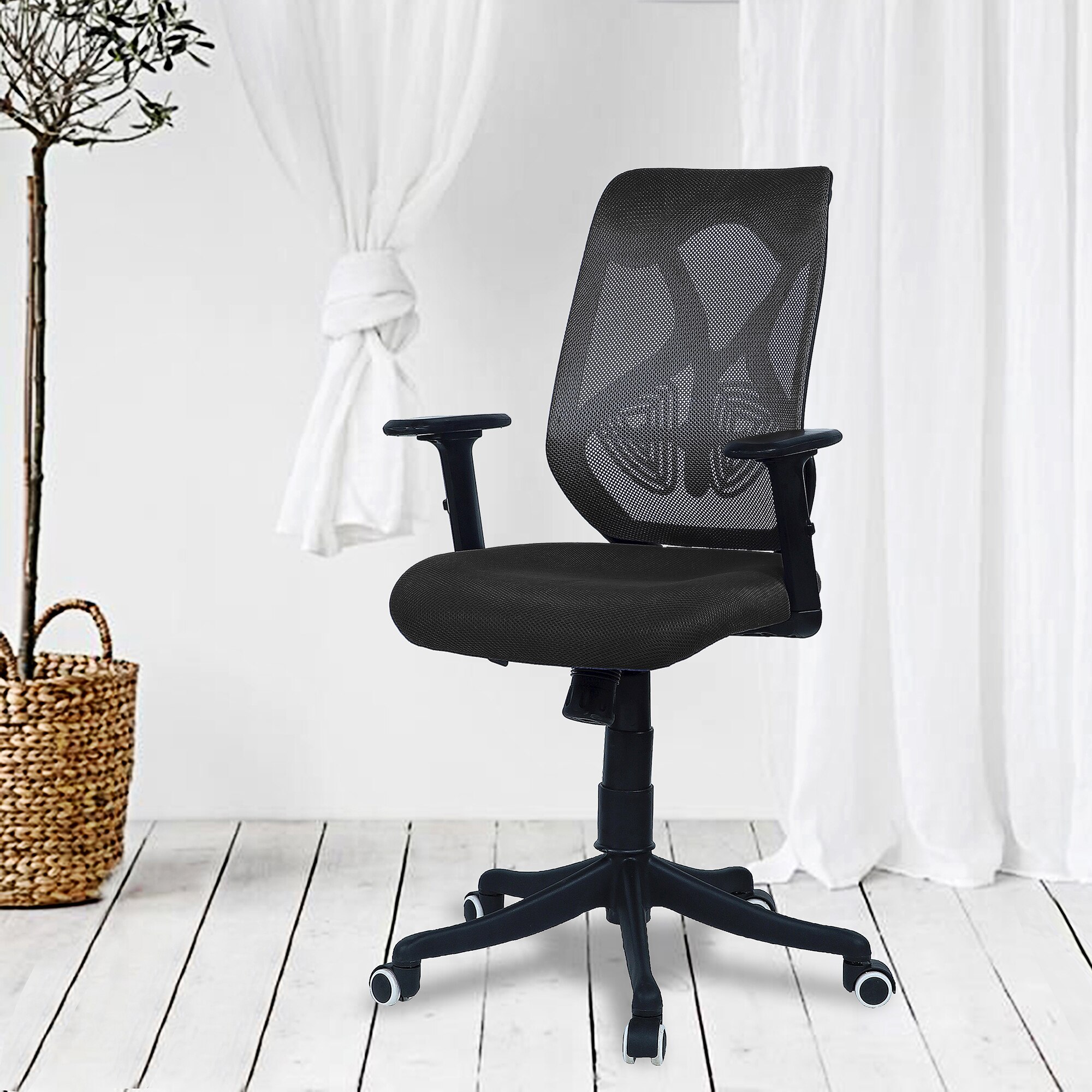 Zeeazyana Mid Back Ergonomic Chair in Black Colour