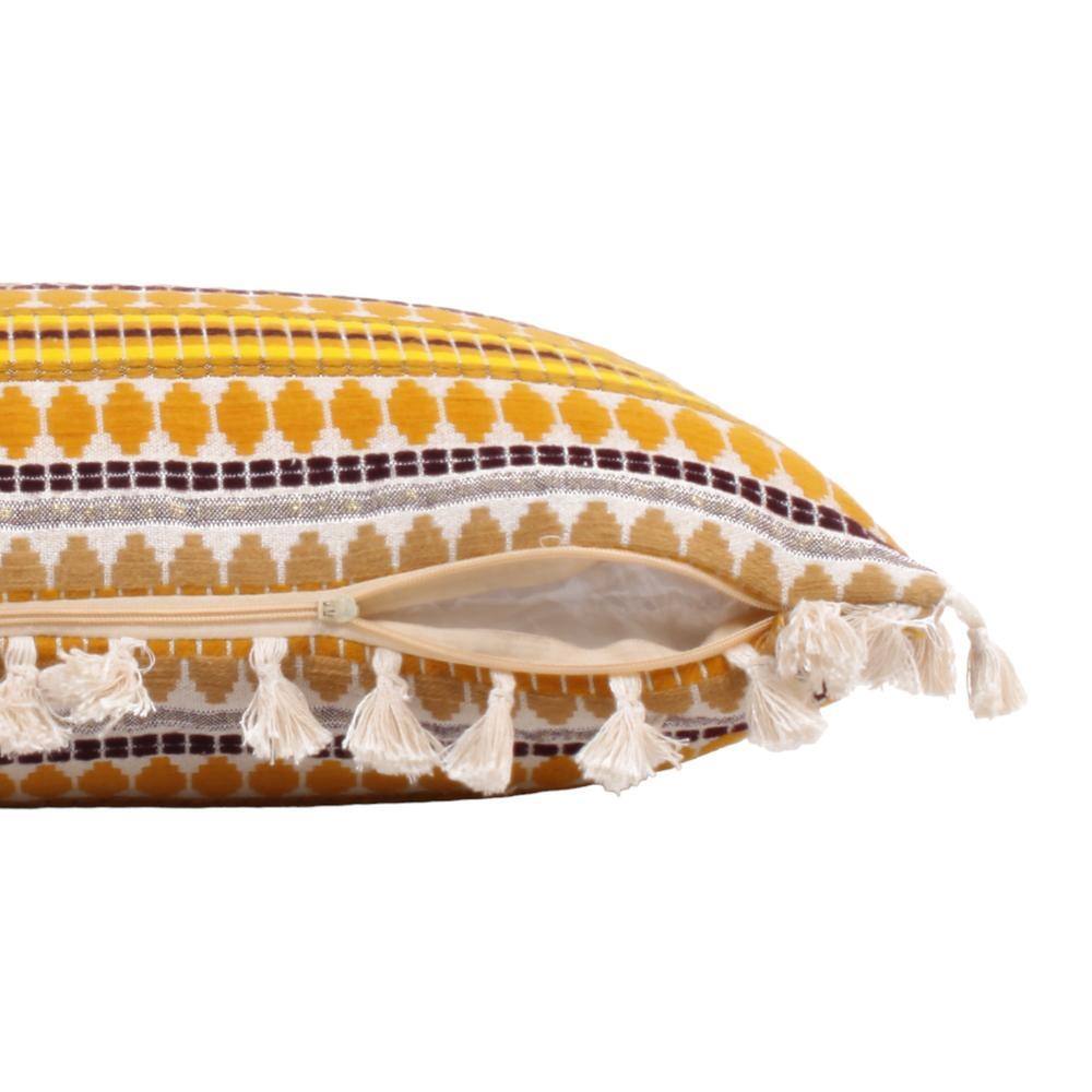 Acrylic Striped Cushion Cover with Lace Set of 2 (12 X 18 Inches)