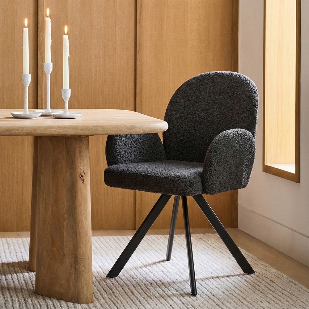 Cotton Fabric Dining Chair in Grey Colour - Living Shape