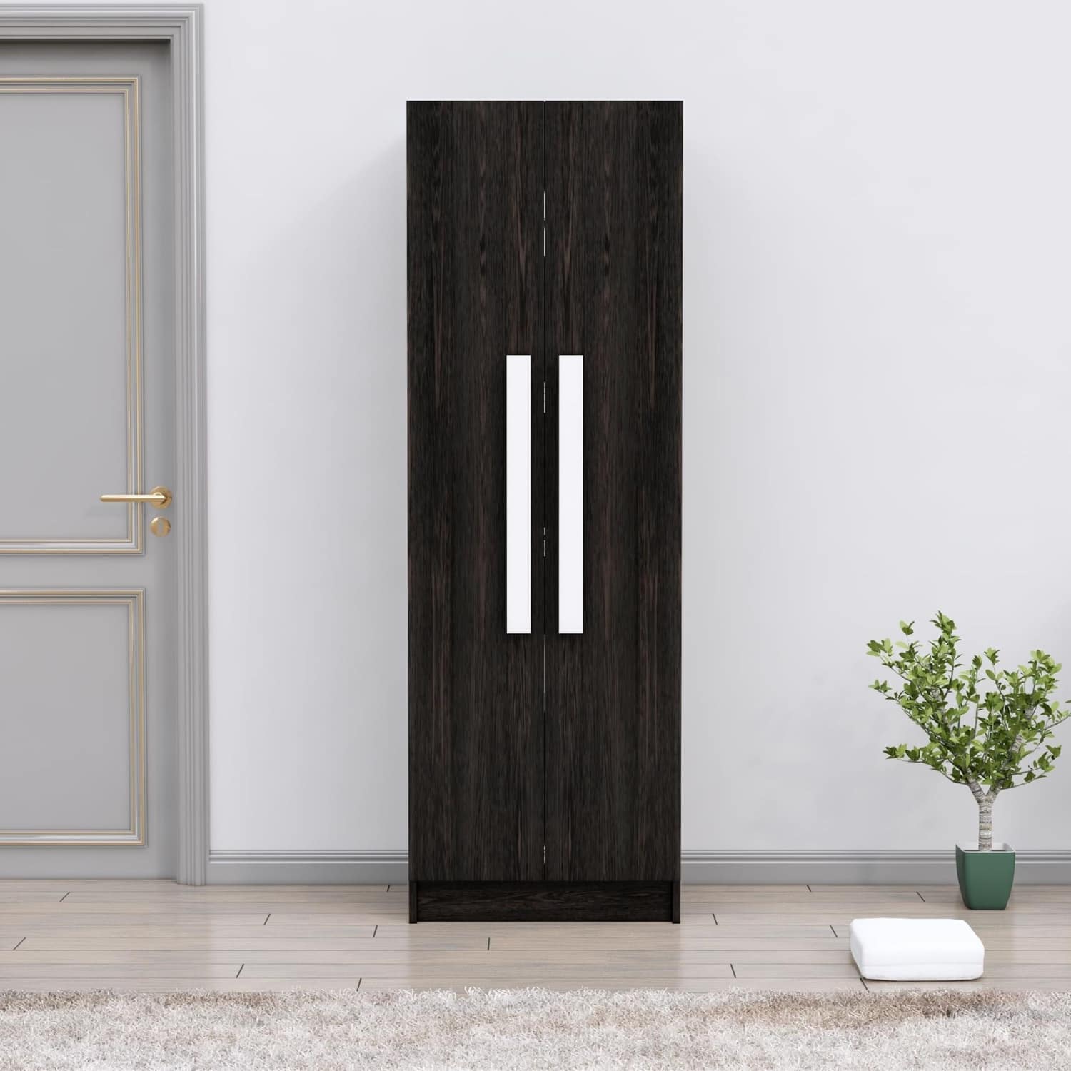 Hexa Red Wooden 2 Door Wardrobe with 4 Shelves in Flower Wenge Colour - HexaRed