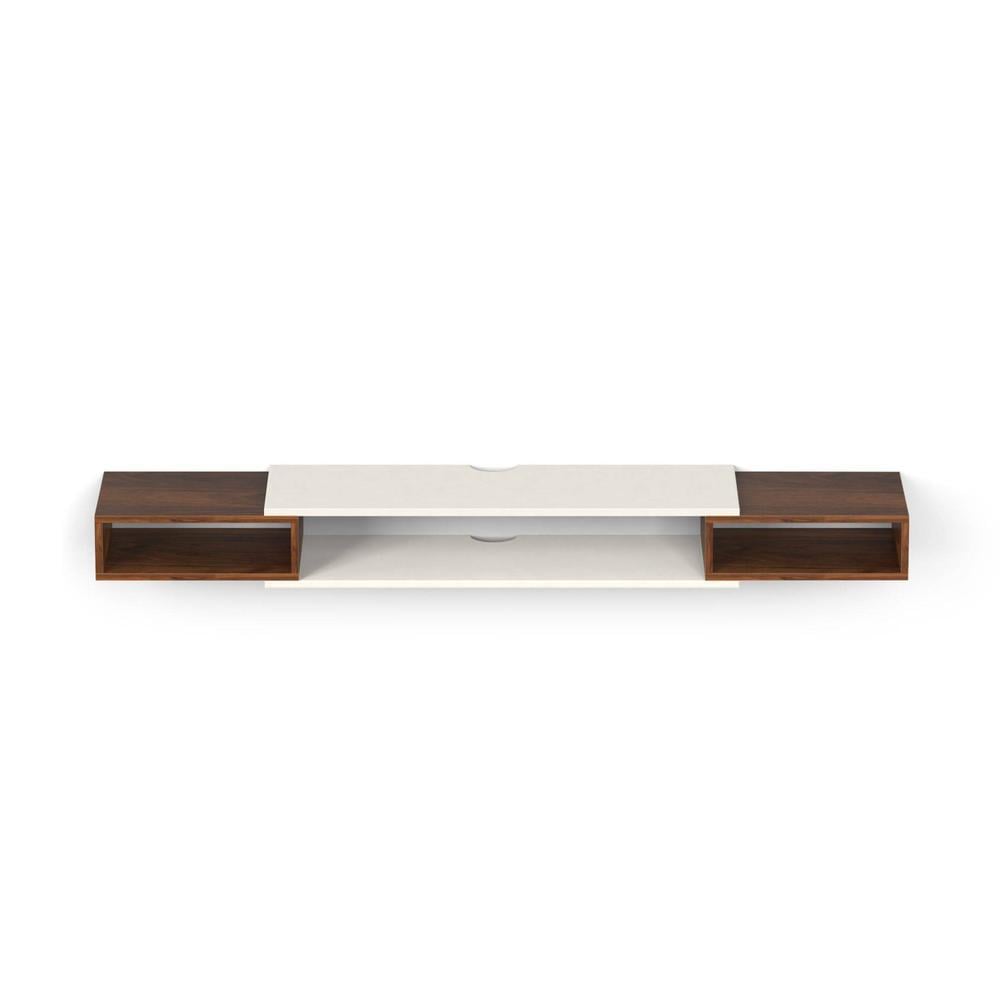 Toska Engineering Wood Wall Mount TV Entertainment Unit Set Top Box Stand/TV Cabinet with Shelves for Books & Décor Display Unit Large Upto 50 Inches (Brown Maple & Beige)