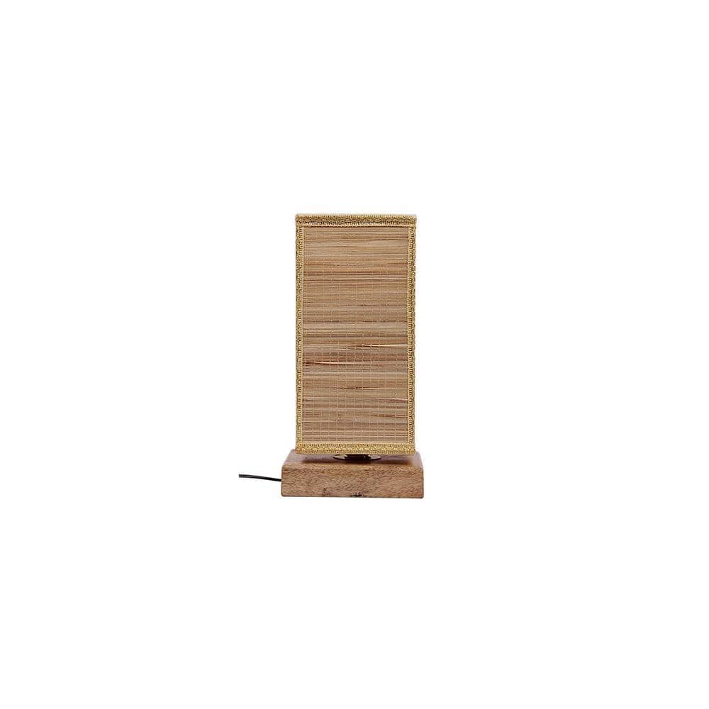 Ulmer Beige Bamboo Shade Table Lamp with Natural Wooden Base