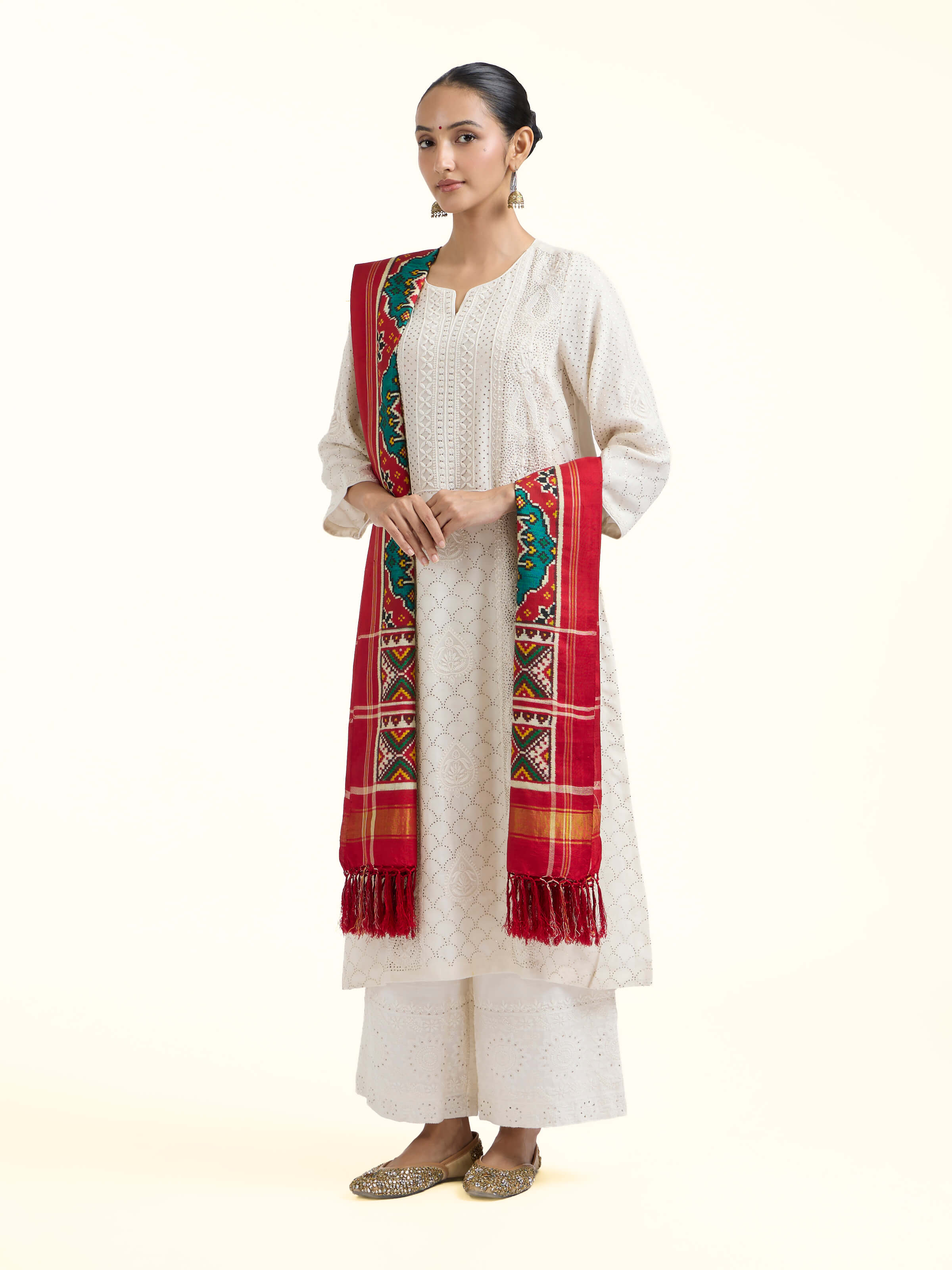 Turquoise Silk Patola Dupatta