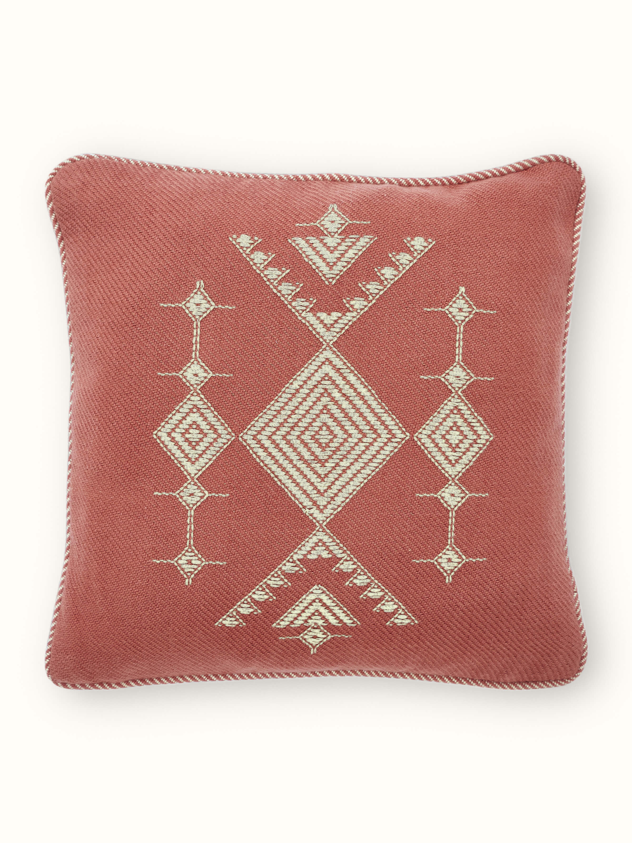 Godna Peach Buta Cotton Handwoven Pattu Cushion Cover
