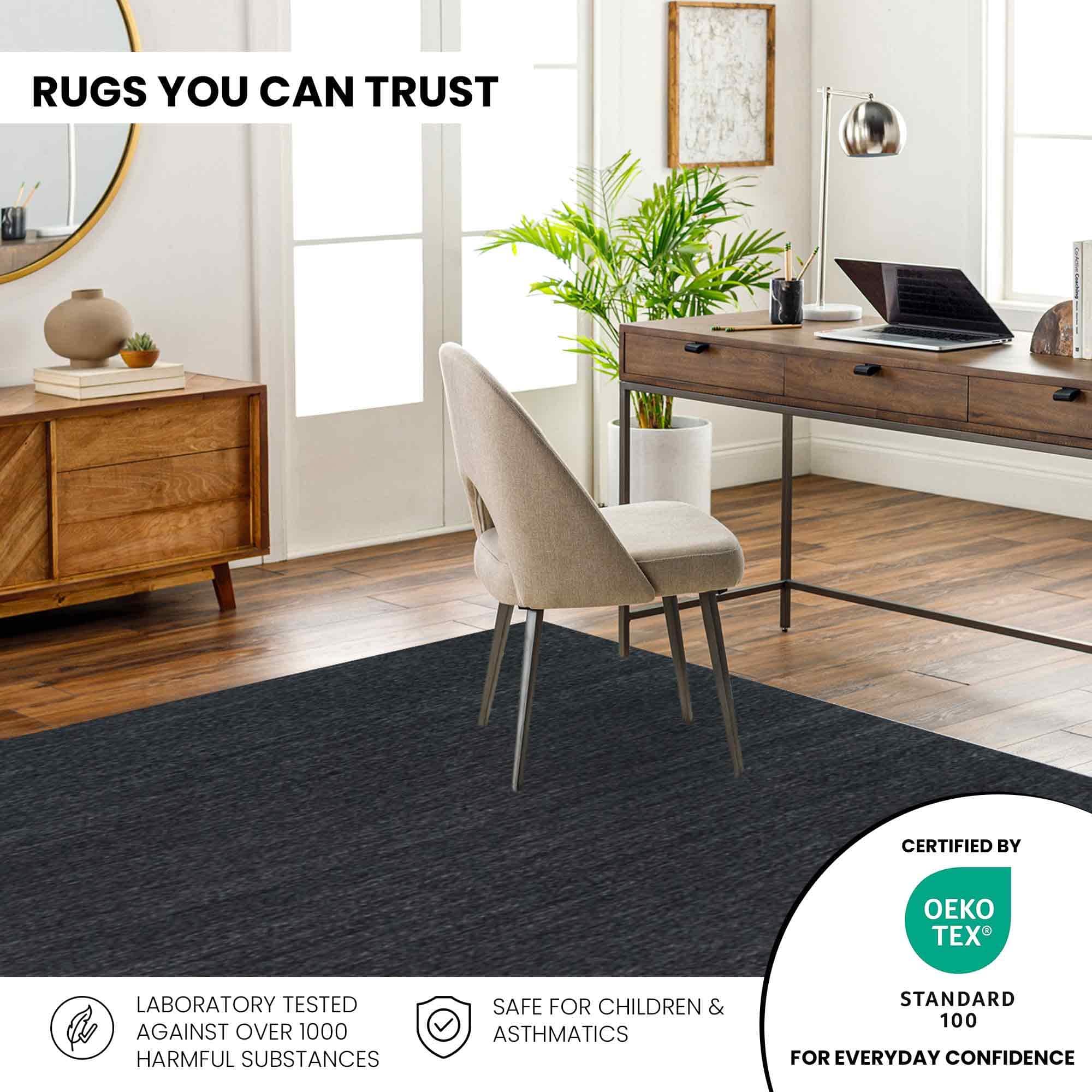 Black Solid Pet Yarn 5x7 Carpet