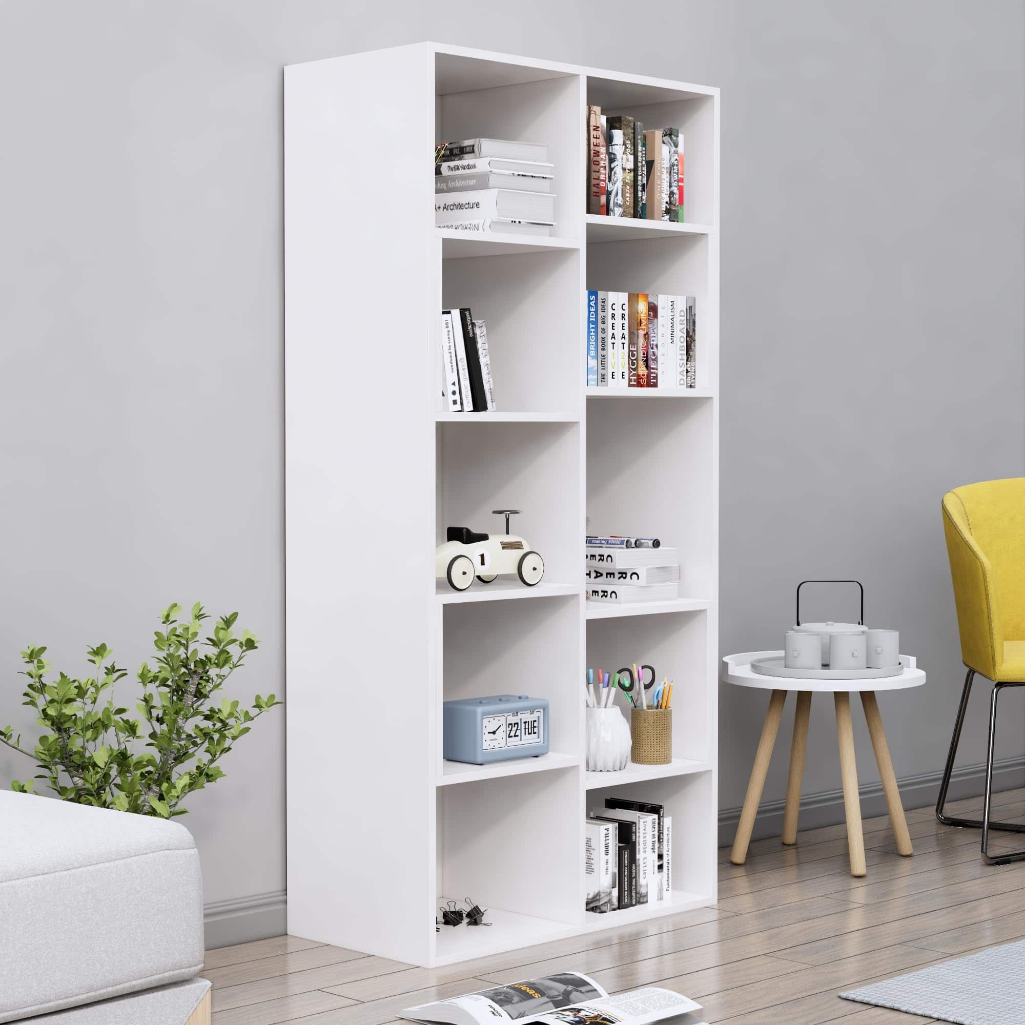 Hexa Engineered Wood Bookshelf Multipurpose Storage Rack in Frosty White Colour - HexaRed