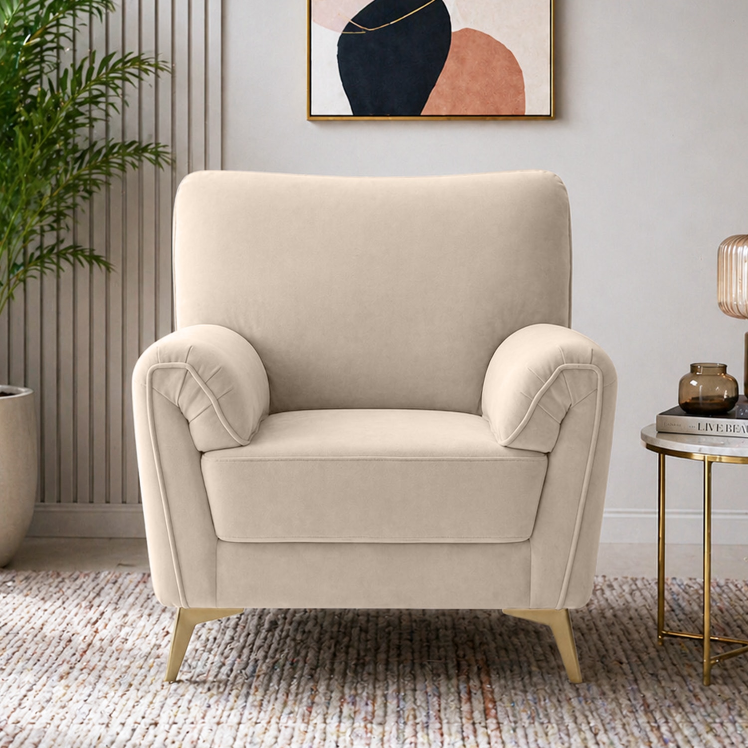 Osbert Velvet 2 Seater sofa in Beige color - Home Lifestylez