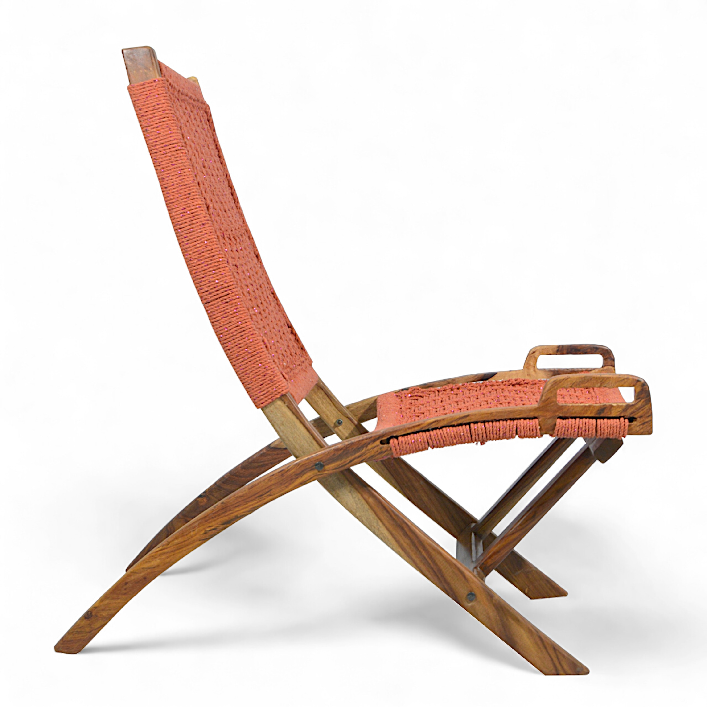 Natwest Sheesham Wood Relaxing Maachi Chair in Orange Canning