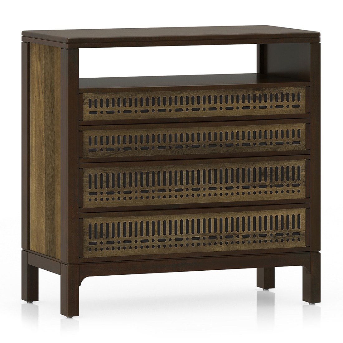 Masai Solid Wood Chest Of Drawers In American Walnut Finish With 2