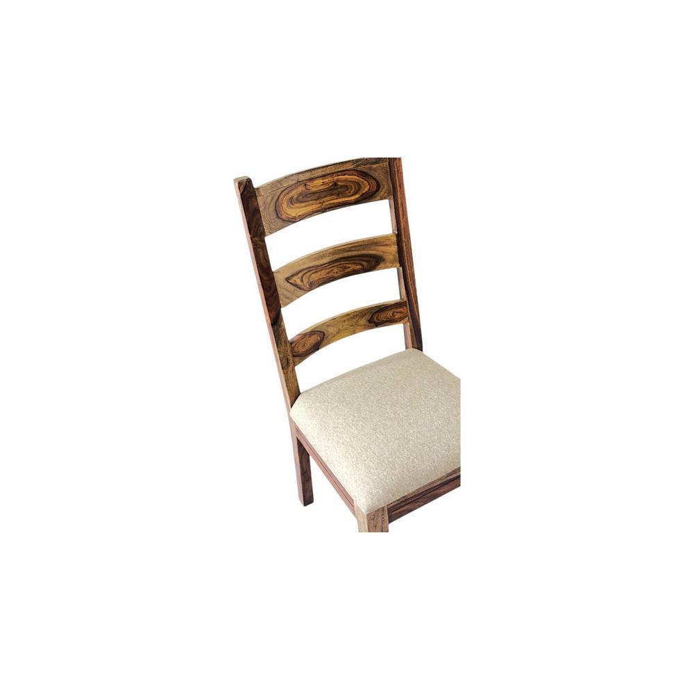 Newport Sheesham Wood   Set of 2 Dining Chairs in Jute Beige     TEAK FINISH