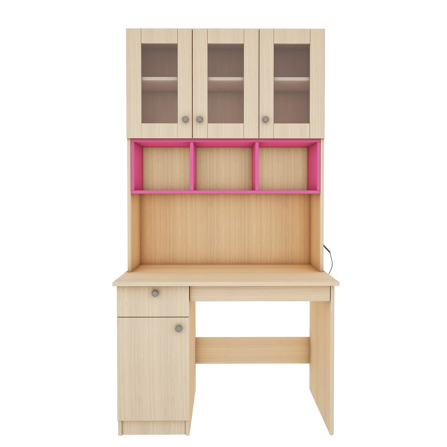 Swotty Study Table With Storage Pink And Beige Teak - Woodbuzz