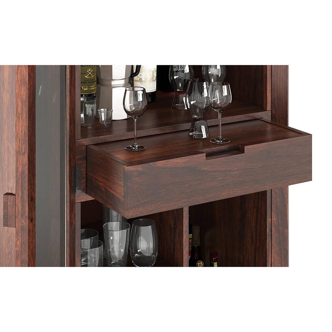 Boisdale Solid Wood Bar Cabinet in Walnut Finish
