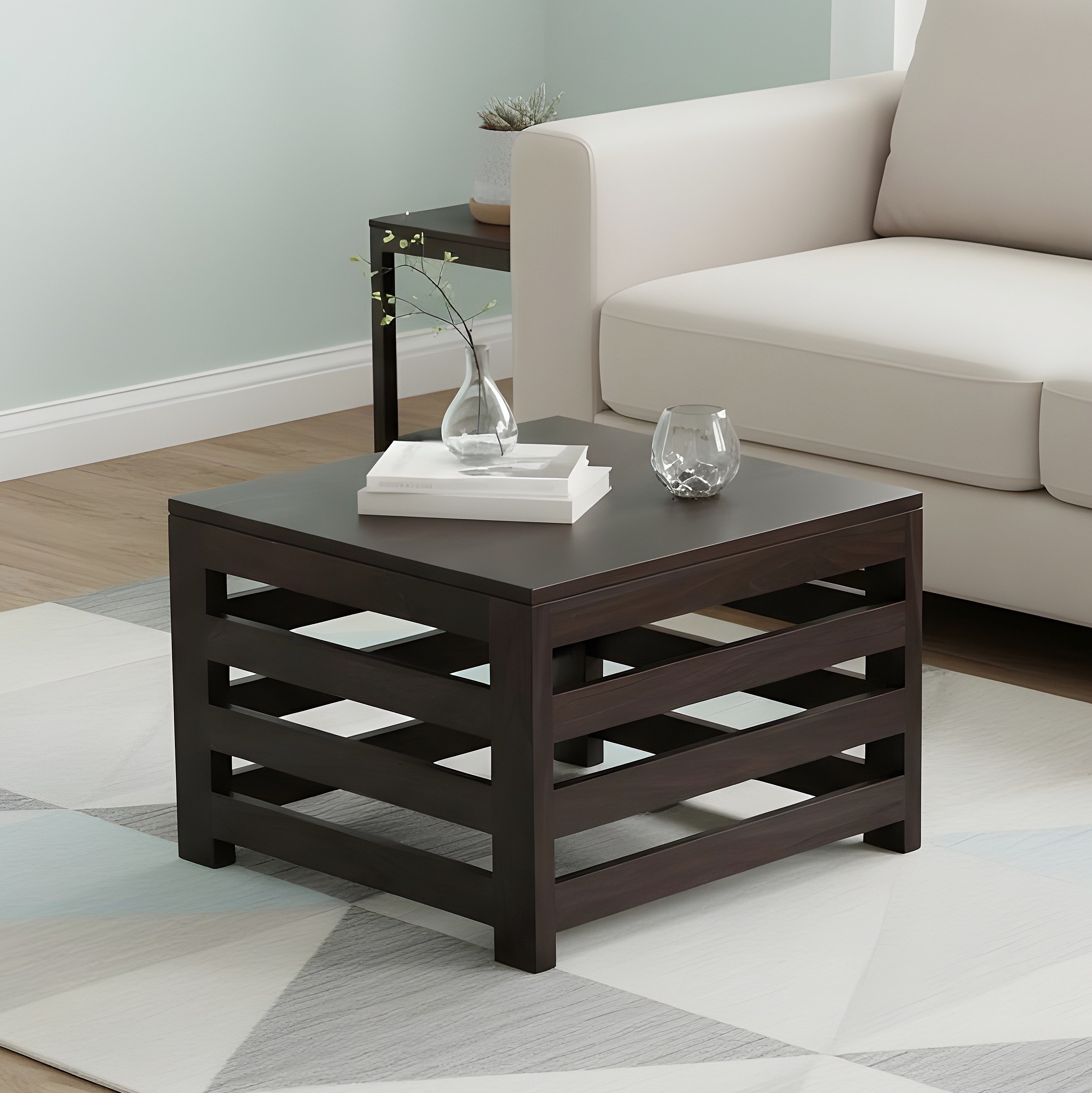 Kingsville Sheesham Wood Coffee Table In Mahogany Finish - Ikiriya