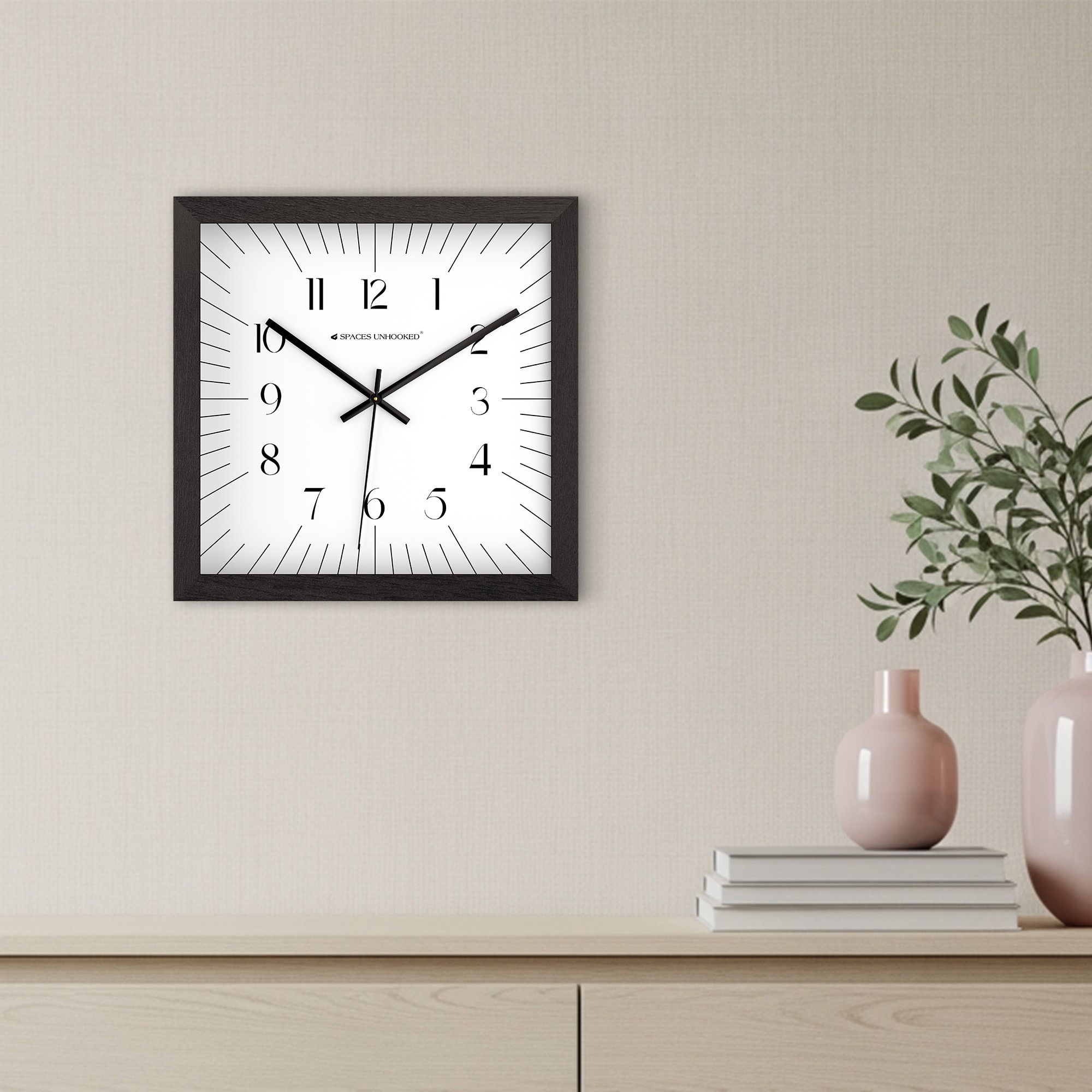 Classic Numerals Square Wooden Wall Clock