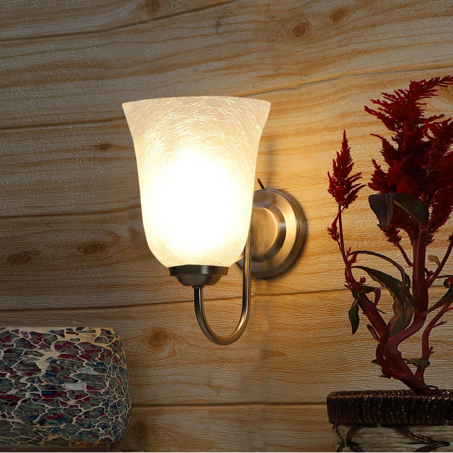 Devansh Steel Electric Wall Light in Steel Colour with White Shade Count of 1 Light - Devansh