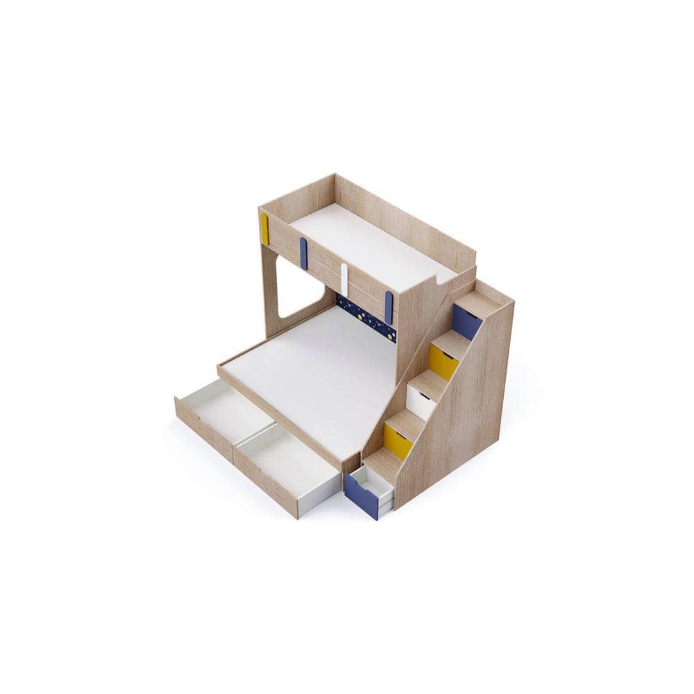 Pattern Dreams Bunk Bed with Storage in Oak Colour BKBB016