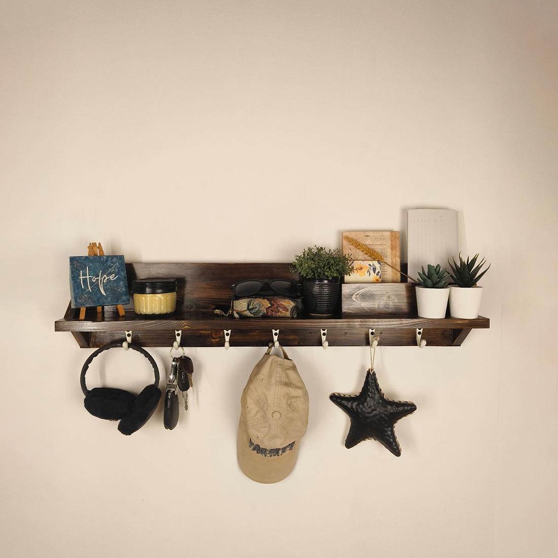 Andre Wooden Wall Organiser With Key Holders
