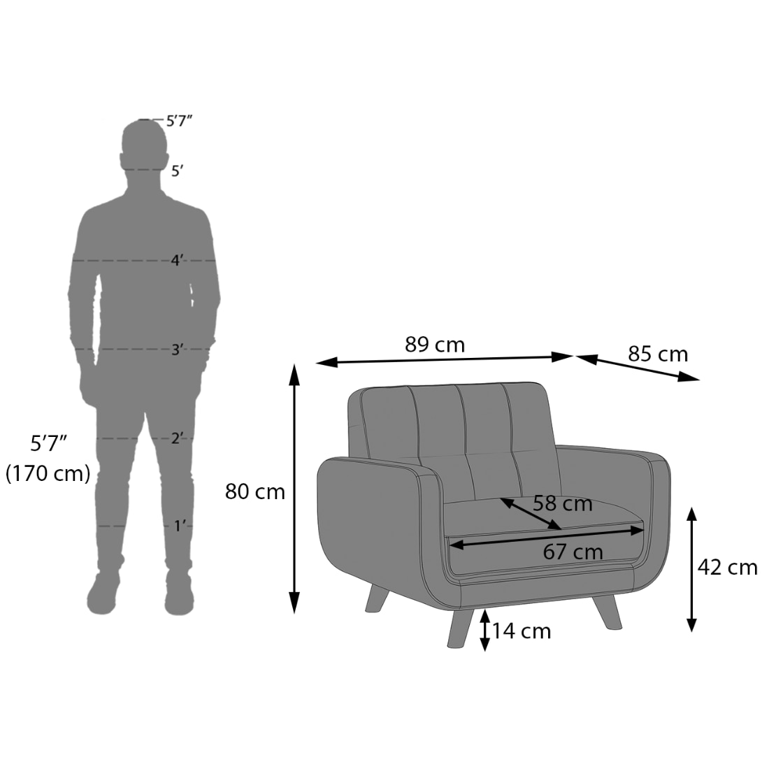 Waverly 1 Seater Leather Sofa in Apricot Colour