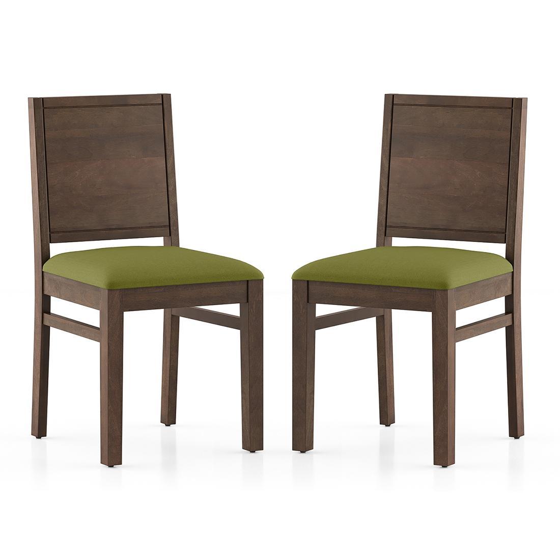 Atlas Dining Chairs Set Of 2 Finish Danish Walnut Colour Avocado Green