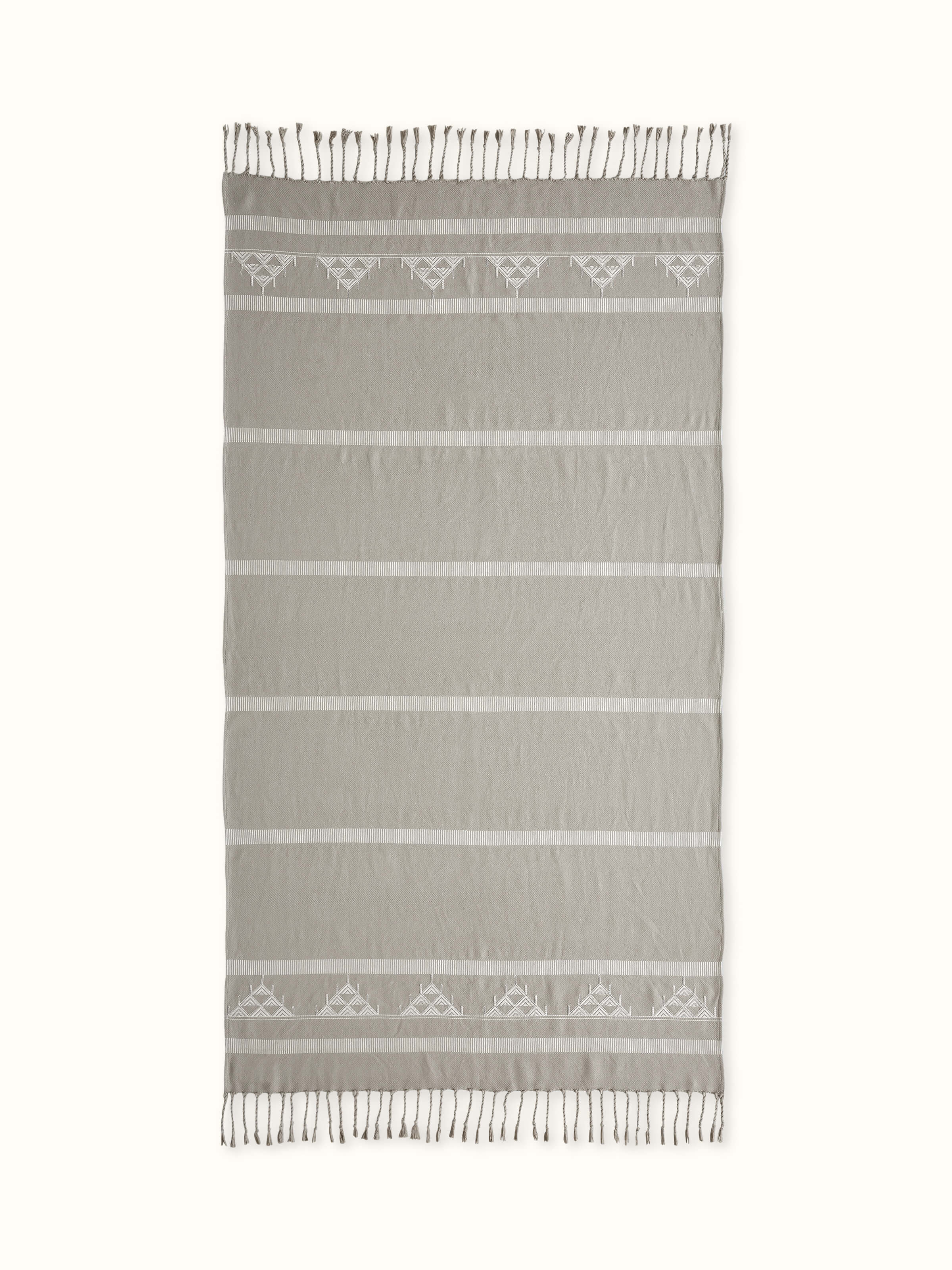 Godna Light Beige Stripe Cotton Handwoven Pattu Throw