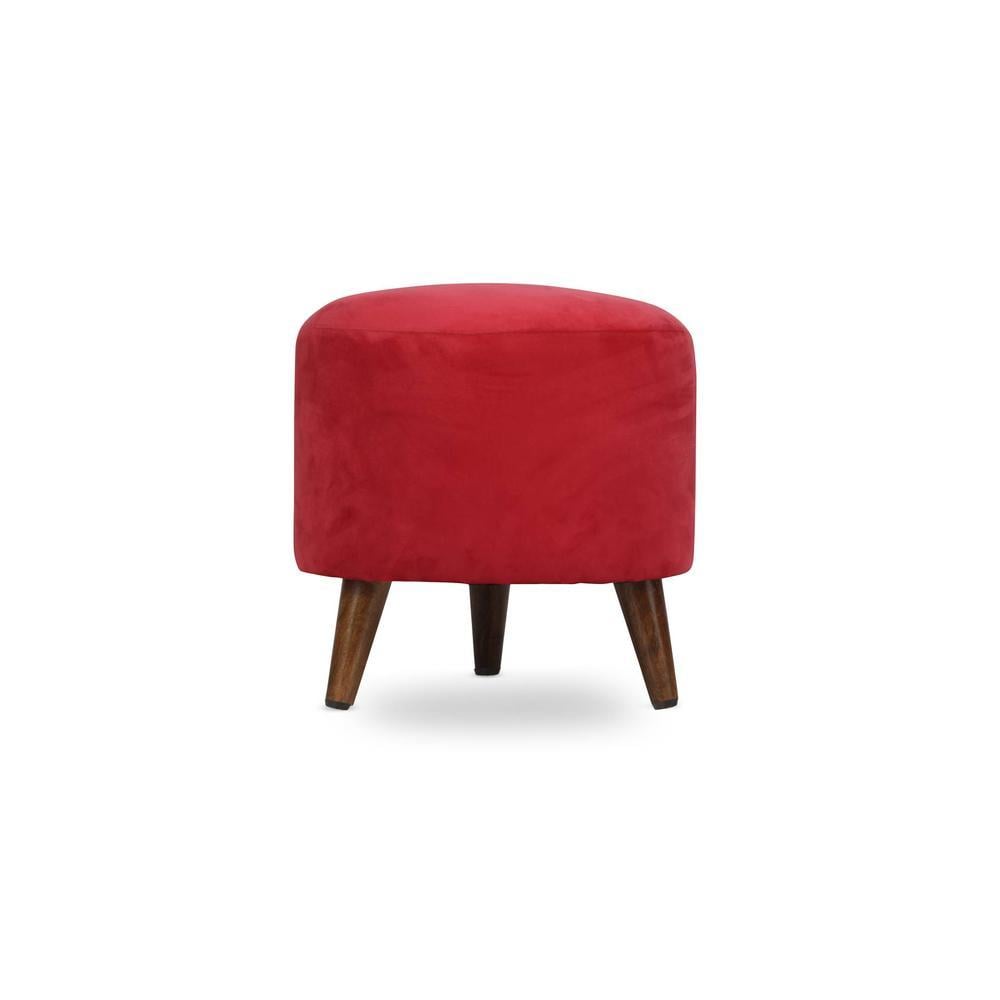 Silas Solid Wood  Ottomon in  Red Colour