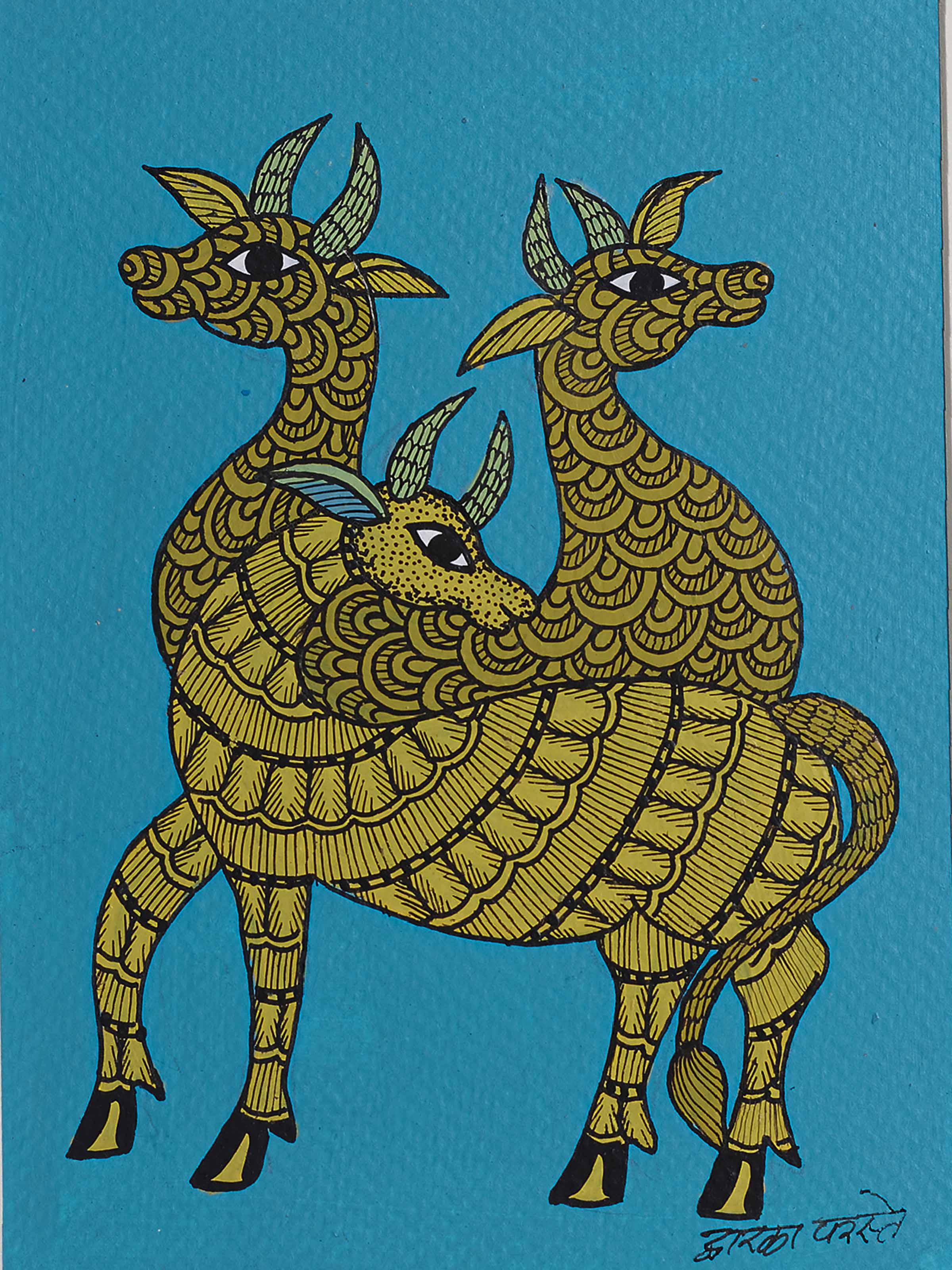 The Three Friends Gond Art