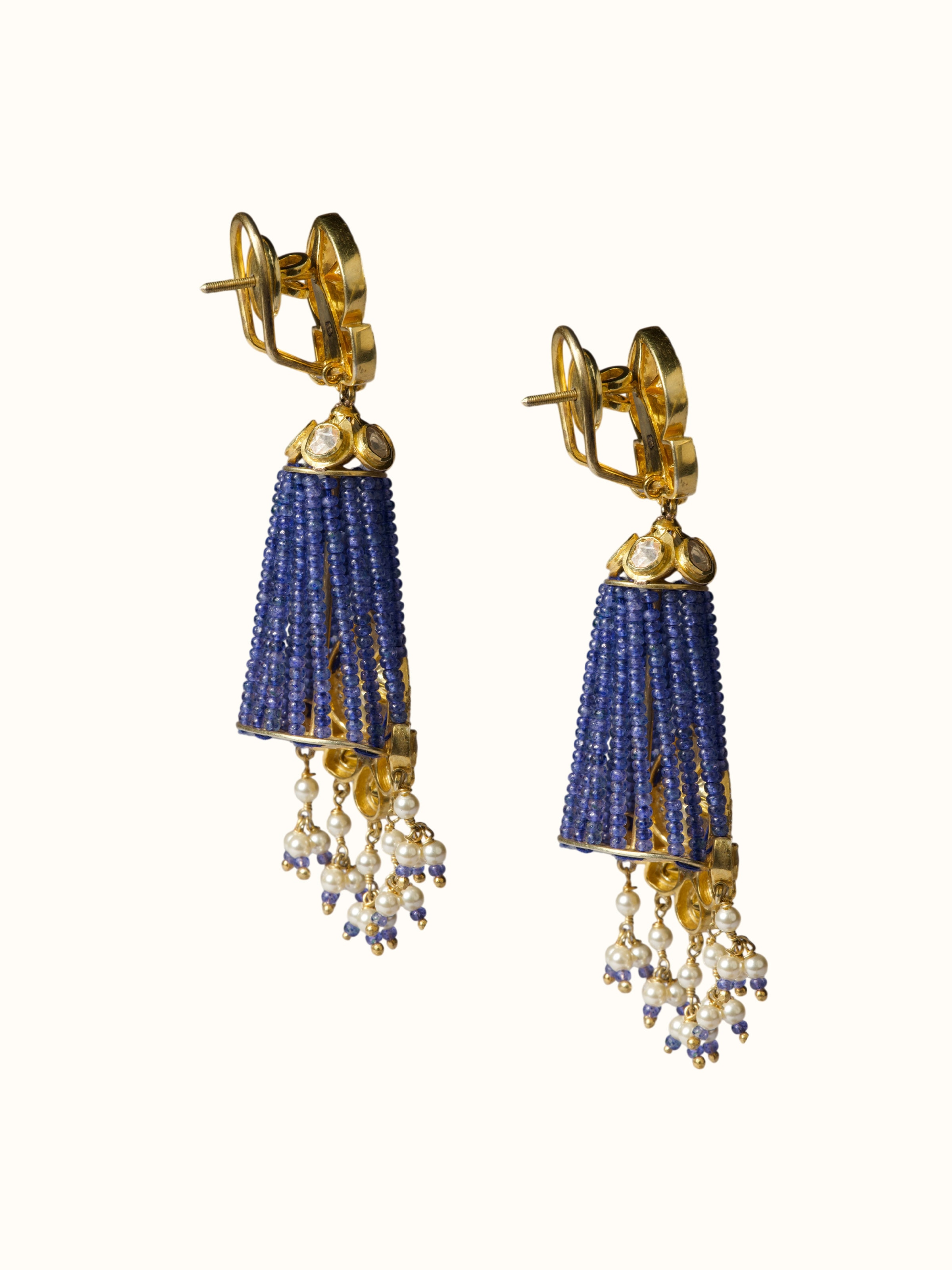 Detailed side view of the Silver Smithing Drop Earrings