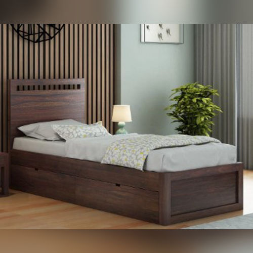 Monarch Solid Wood Single Size Drawer Storage Bed in Walnut Finish