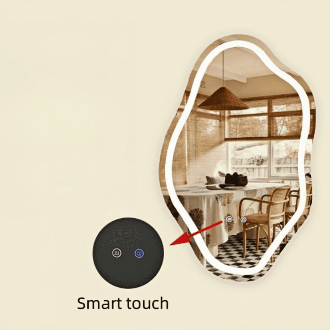 Wavy LED Backlit Mirror Designer Flower Shape for