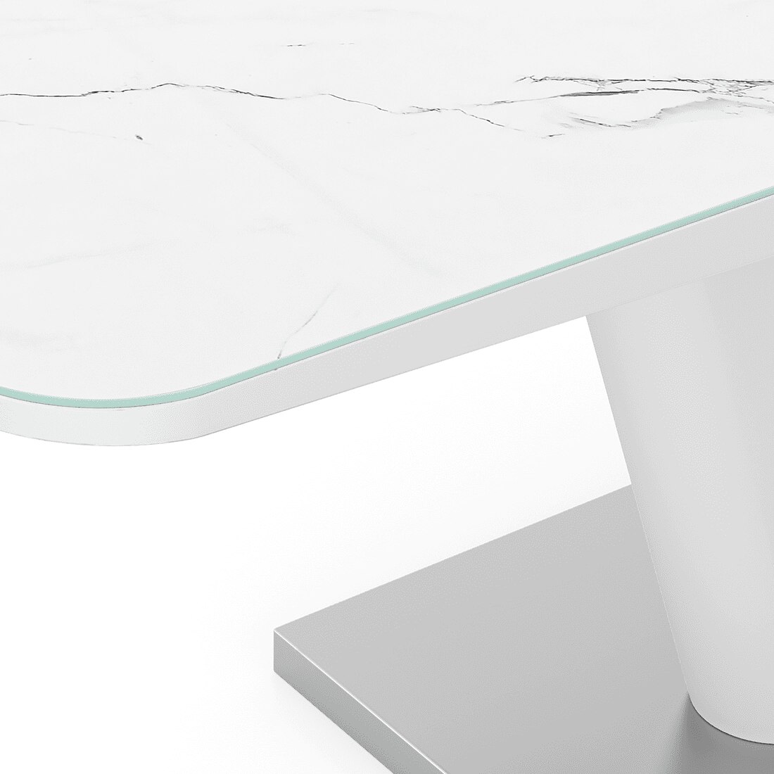 Caribu 4 To 6 Extendable Dining Table With Set Of 4 Doris Swivel Accent Chairs (Finish- White Marble High Gloss, Colour- Dark Grey)