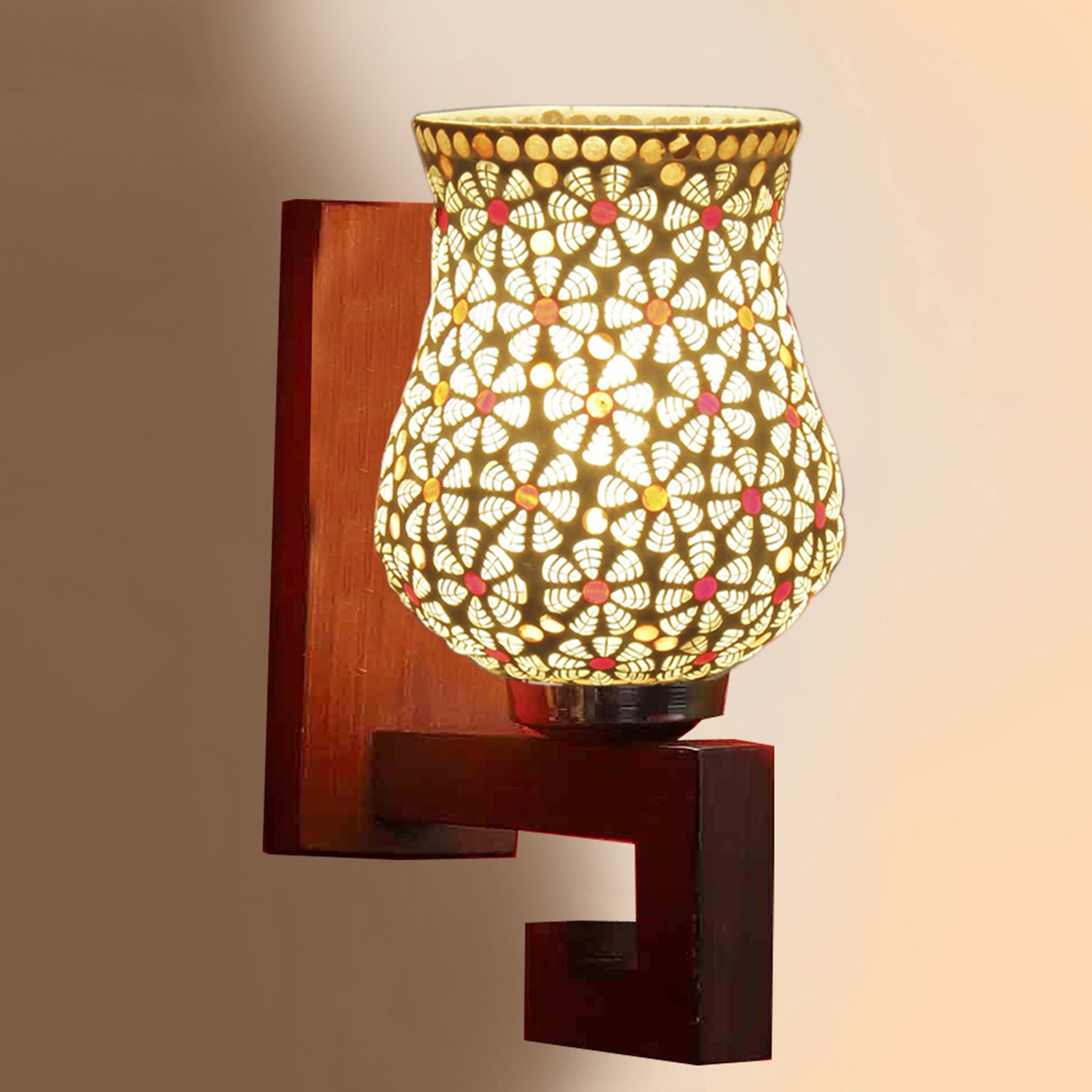 Devansh Solid Wood Electric Wall Light in Multi Colour with Multi Shade Count of 1 Light - Devansh