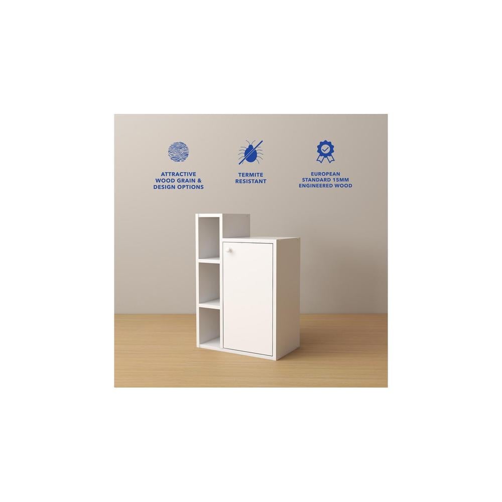 Kairi Engineered Wood Bedside Table in White Finish