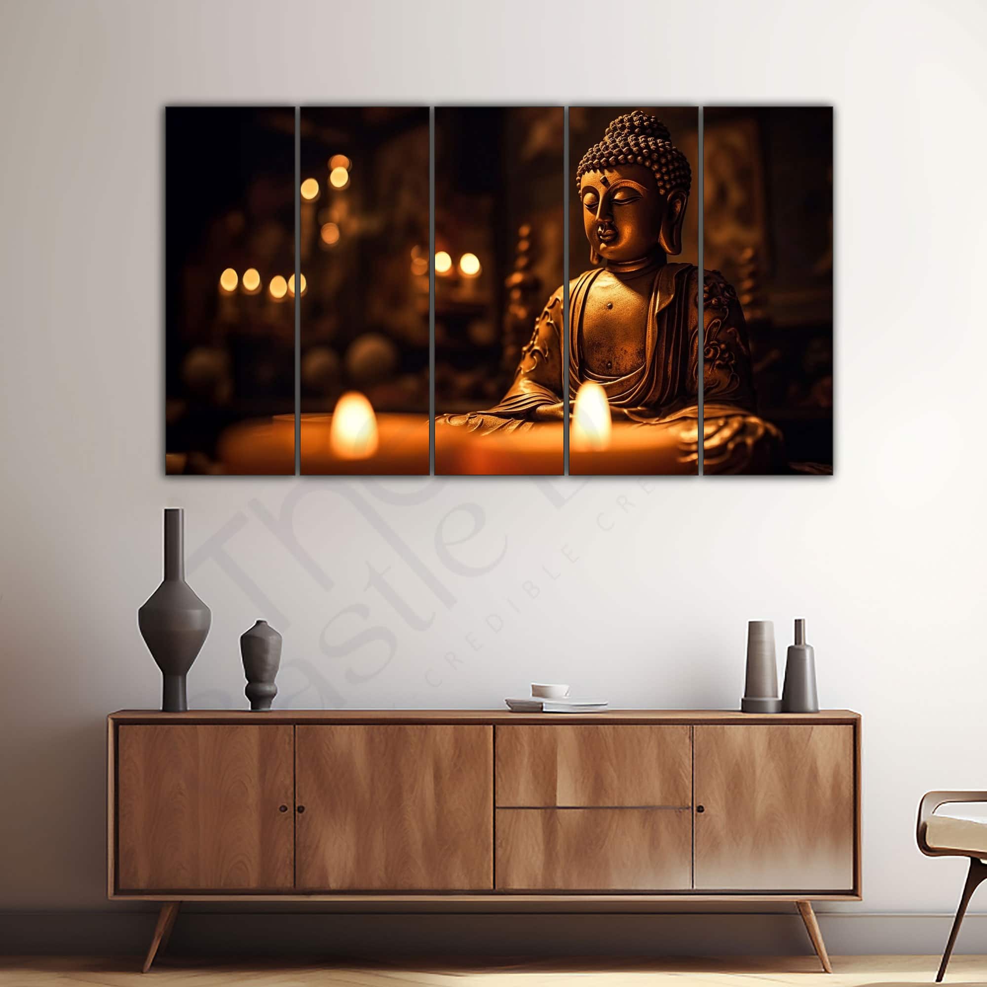 The Castle Decor Lord Buddha Meditation Wall Art Framed Painting 27x48 Inch (Style 11) - The Castle Decor